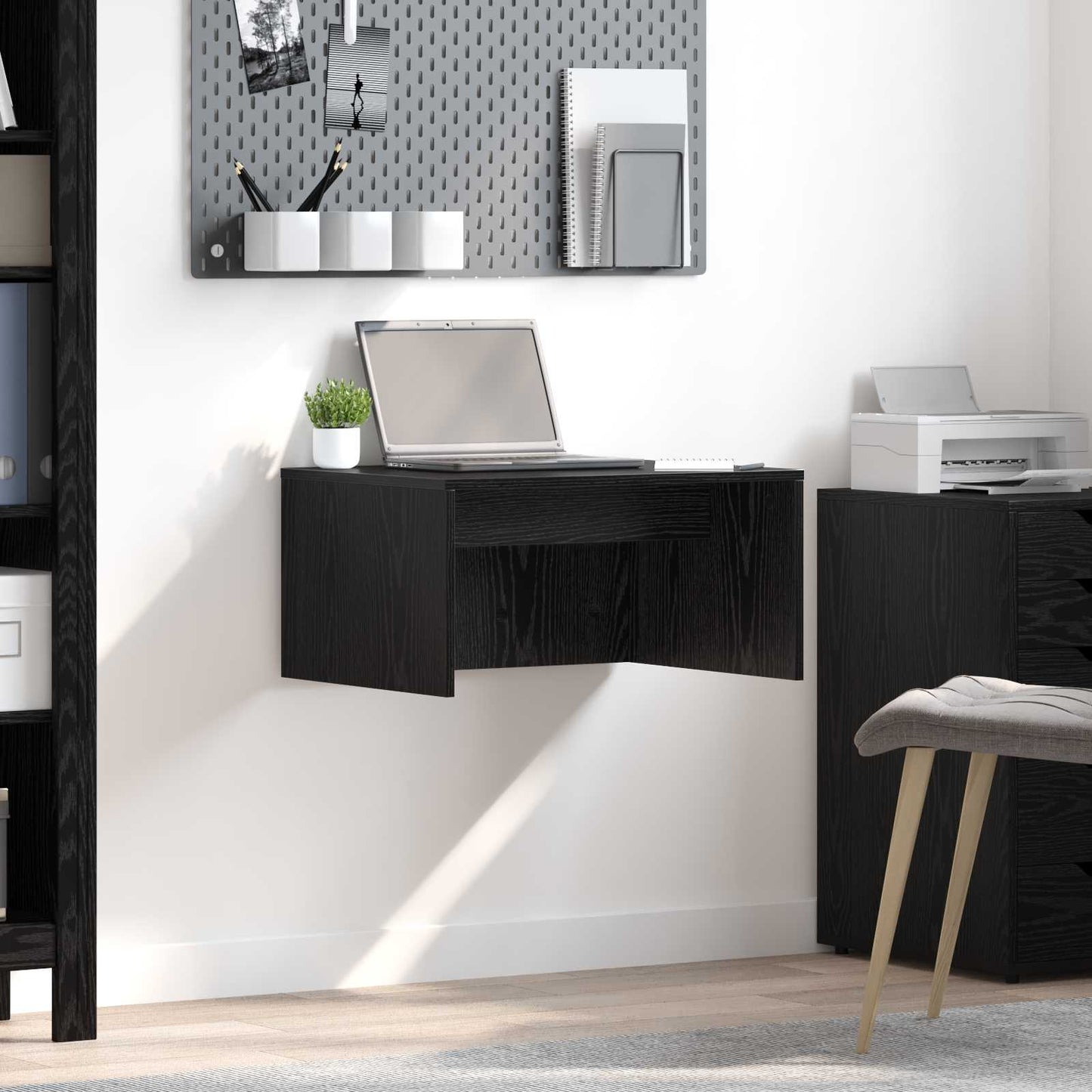 Wandtisch Schwarz Eichen-Optik Holzwerkstoff 60 x 45 x 30 cm