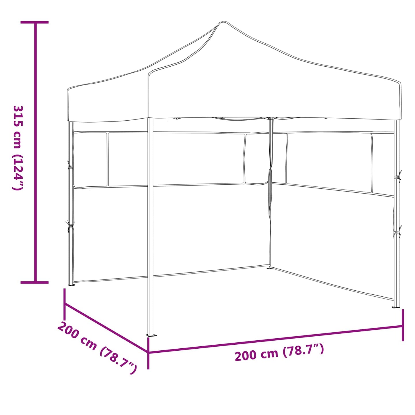 Partyzelt 200 x 200 x 315 cm Anthrazit Oxford-Stoff