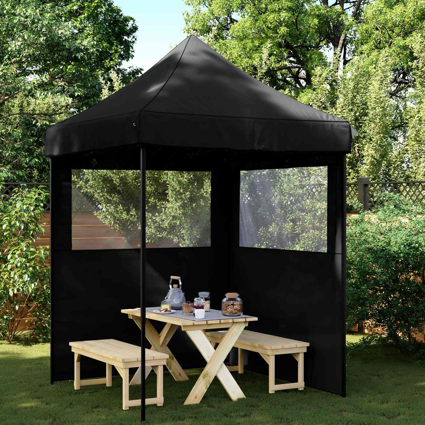 Partyzelt 200 x 200 x 306 cm Schwarz Oxford-Stoff