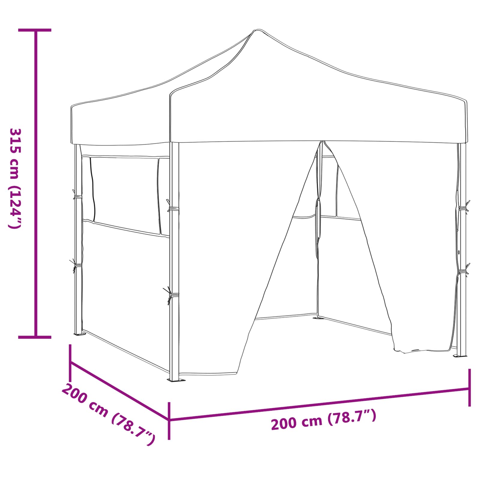 Partyzelt 200 x 200 x 315 cm Creme Oxford-Stoff
