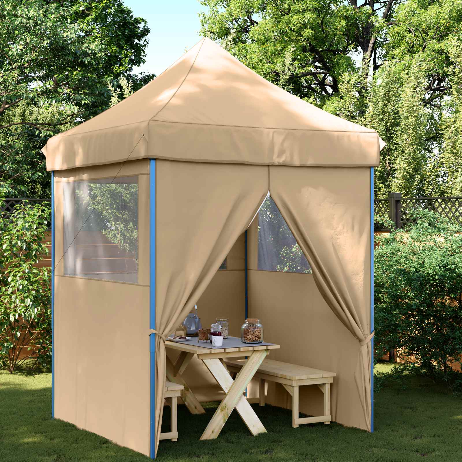 Partyzelt 200 x 200 x 306 cm Beige Oxford-Stoff
