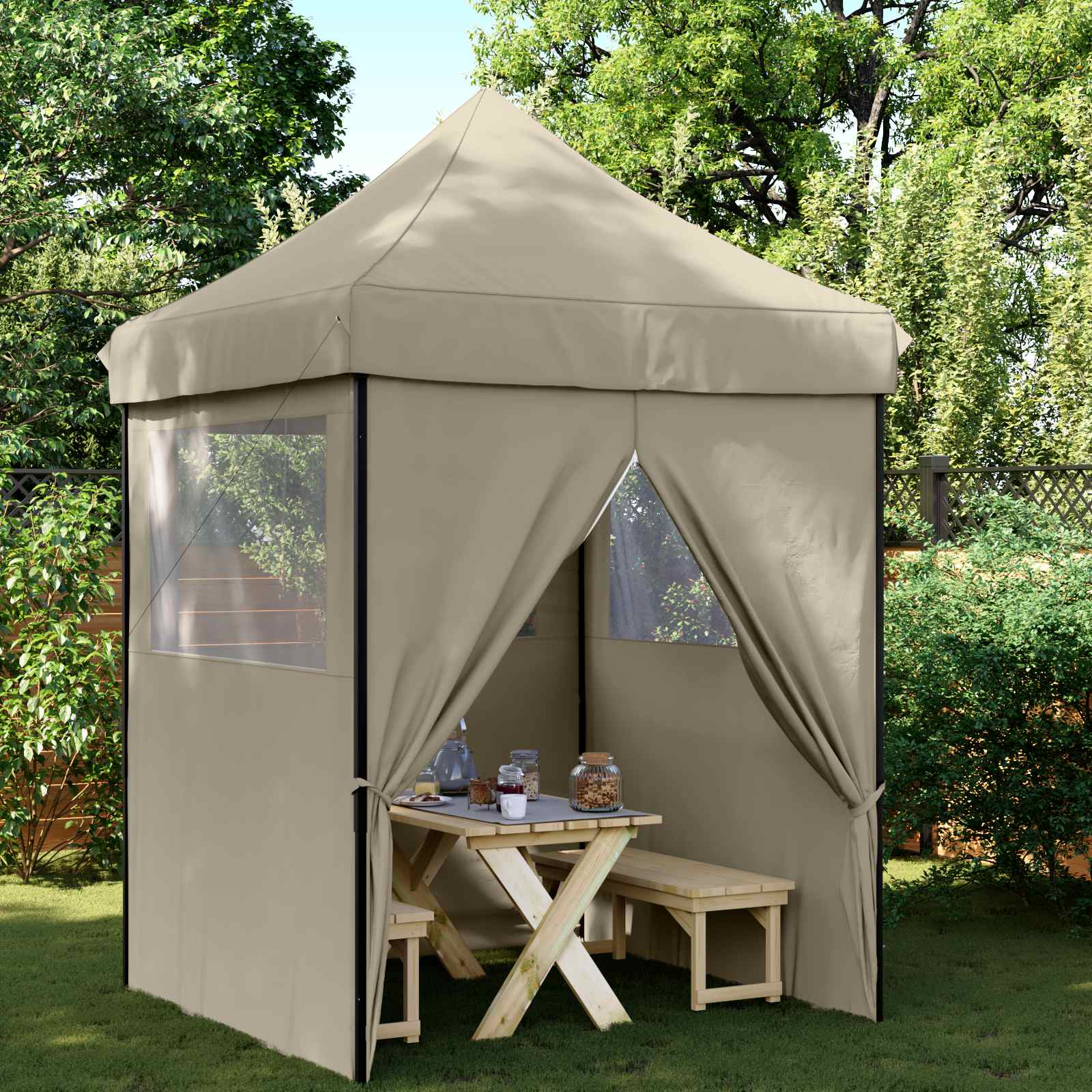 Partyzelt 200 x 200 x 306 cm Taupe Oxford-Stoff