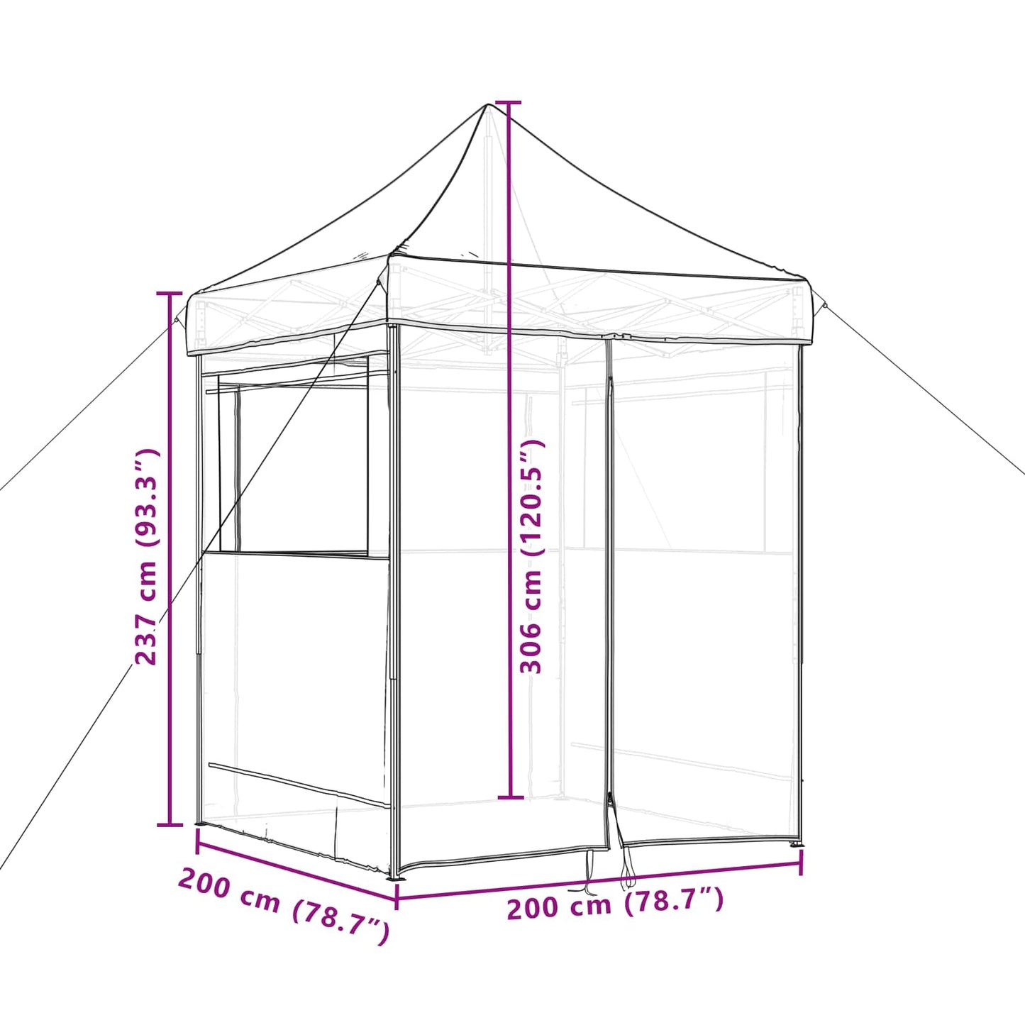 Partyzelt 200 x 200 x 306 cm Taupe Oxford-Stoff