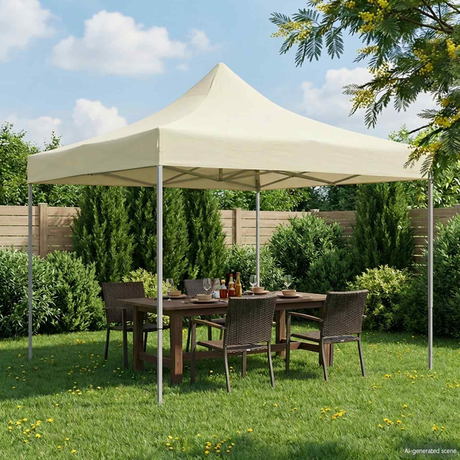 Party-Zelt 291 x 291 x 315 cm Creme Oxford-Stoff