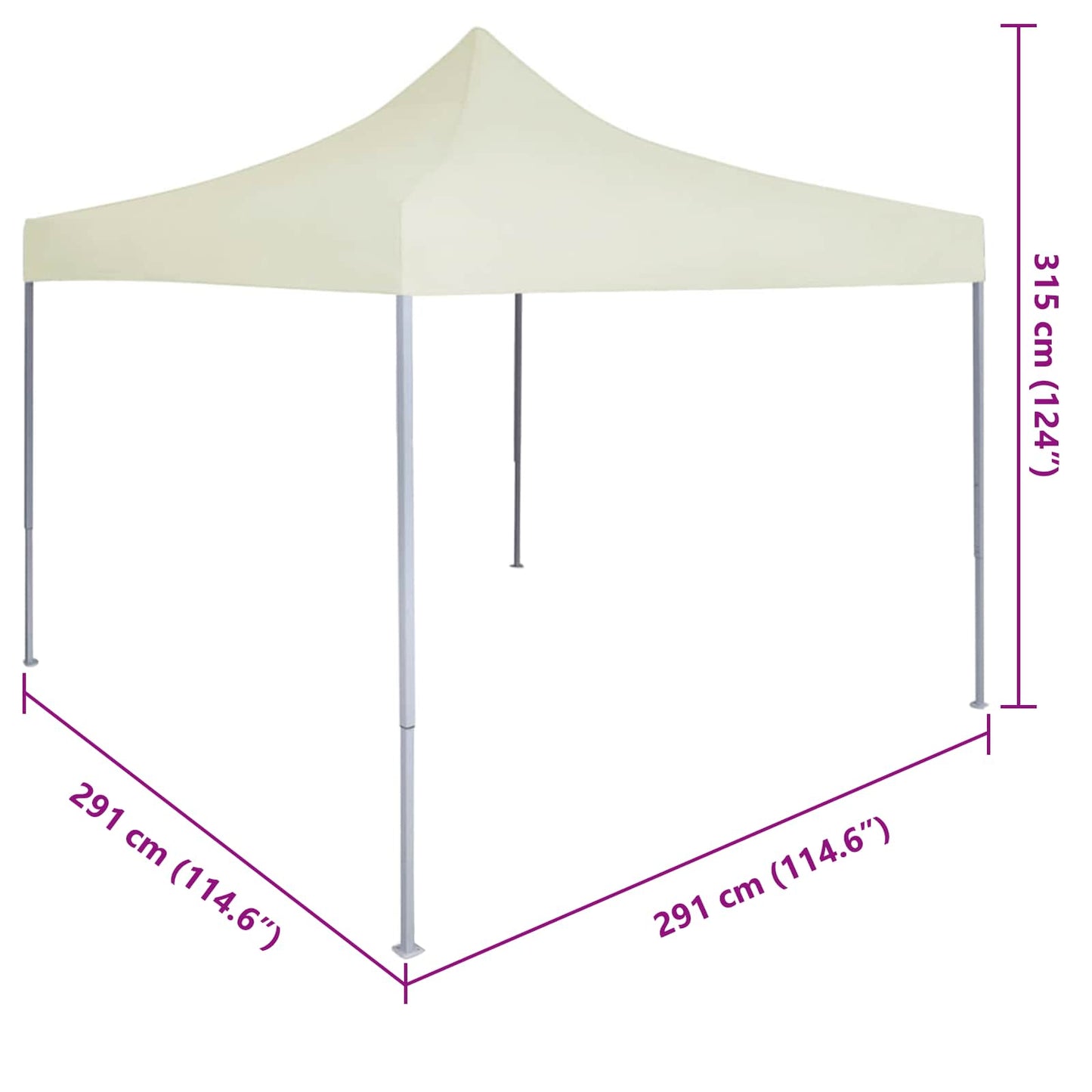 Party-Zelt 291 x 291 x 315 cm Creme Oxford-Stoff