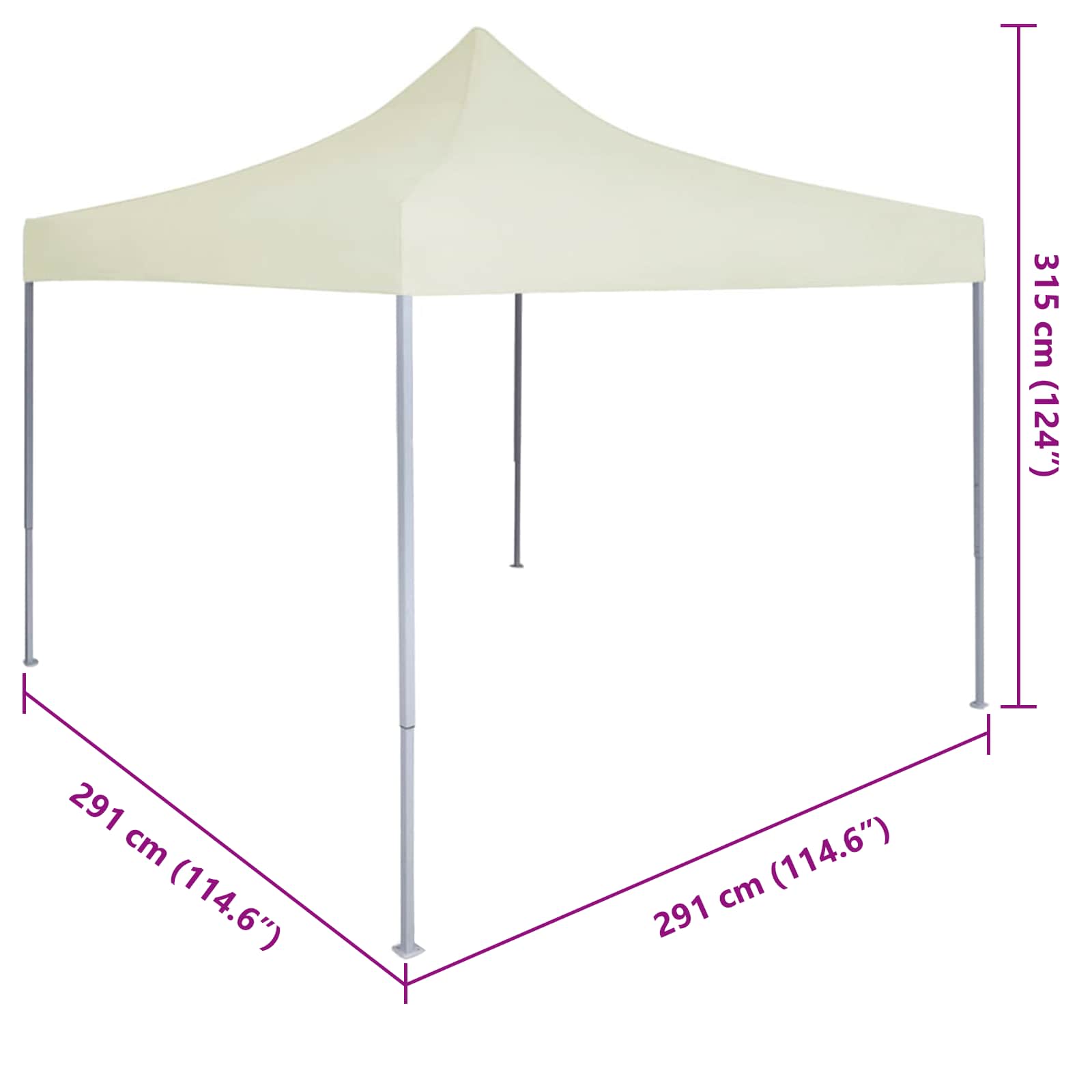 Party-Zelt 291 x 291 x 315 cm Creme Oxford-Stoff