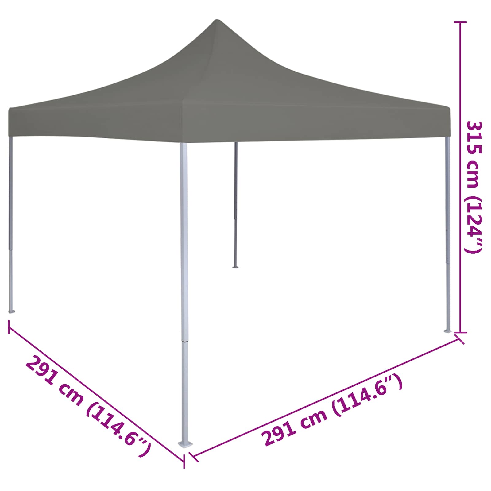 Party-Zelt 291 x 291 x 315 cm Anthrazit Oxford-Stoff