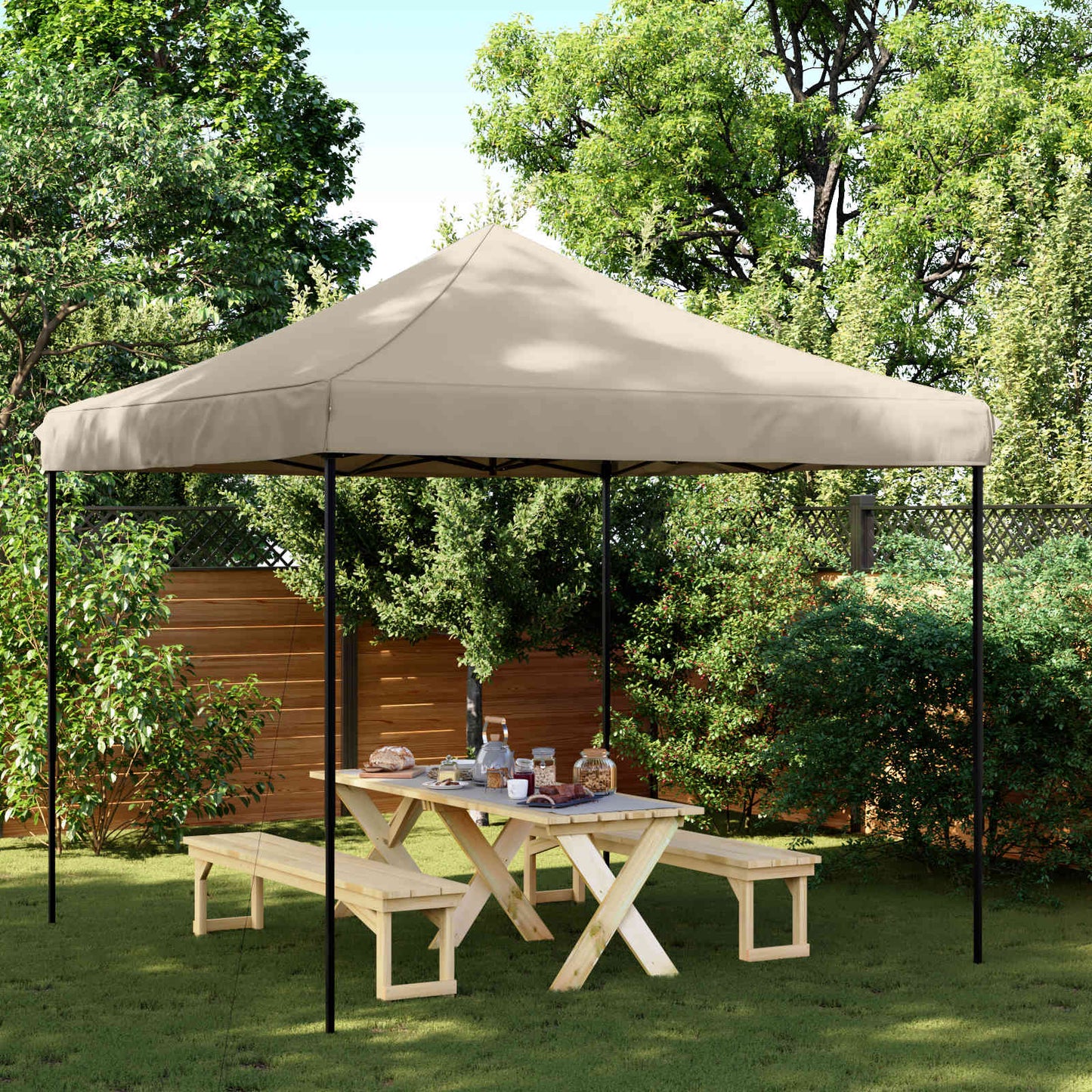 Party-Zelt 292 x 292 x 315 cm Taupe Oxford-Stoff