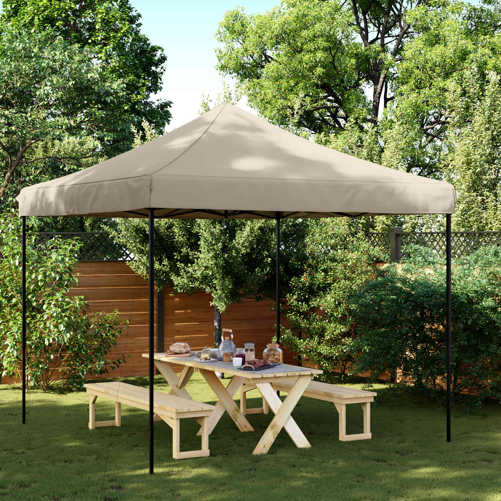 Party-Zelt 292 x 292 x 315 cm Taupe Oxford-Stoff
