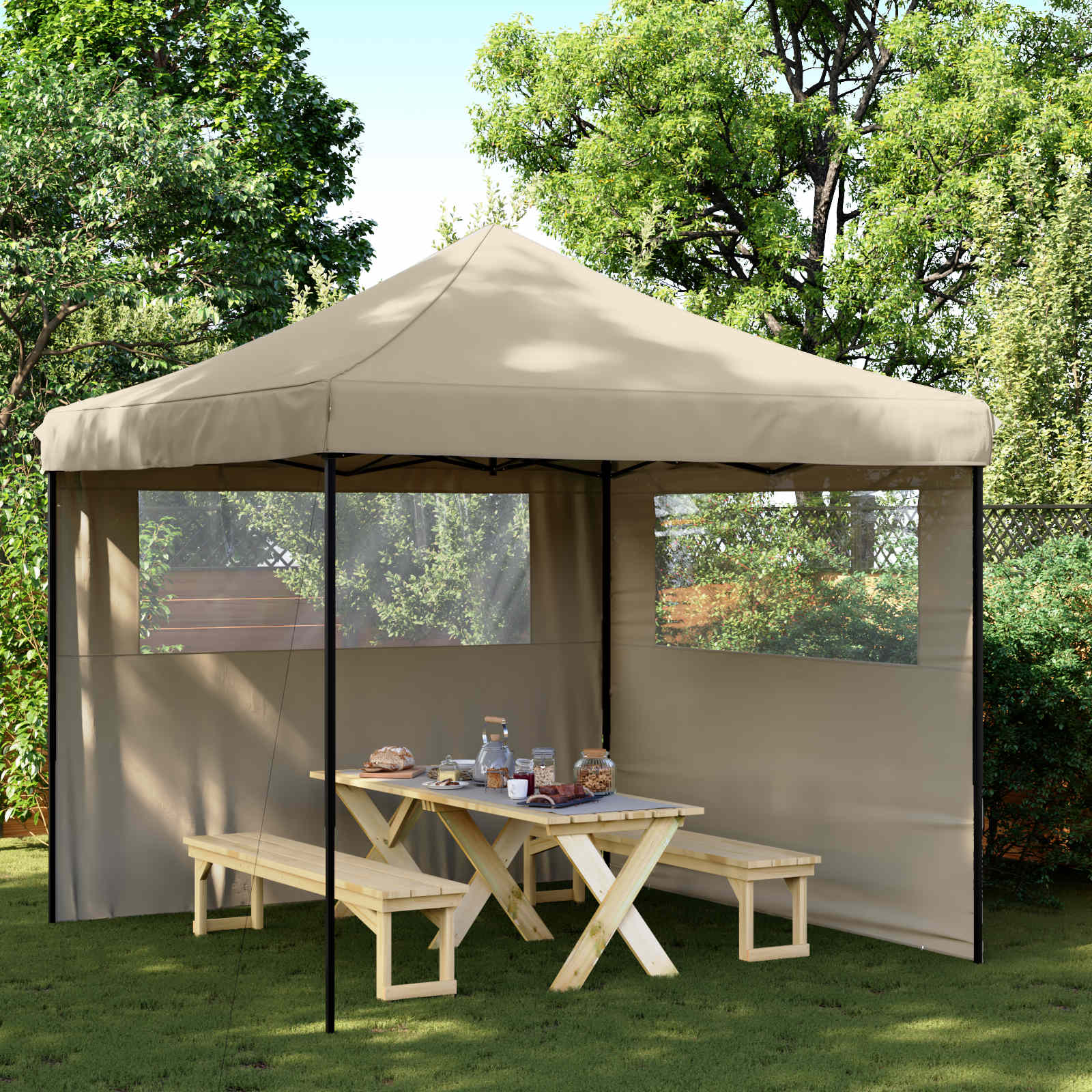 Party-Zelt 292 x 292 x 315 cm Taupe Oxford-Stoff