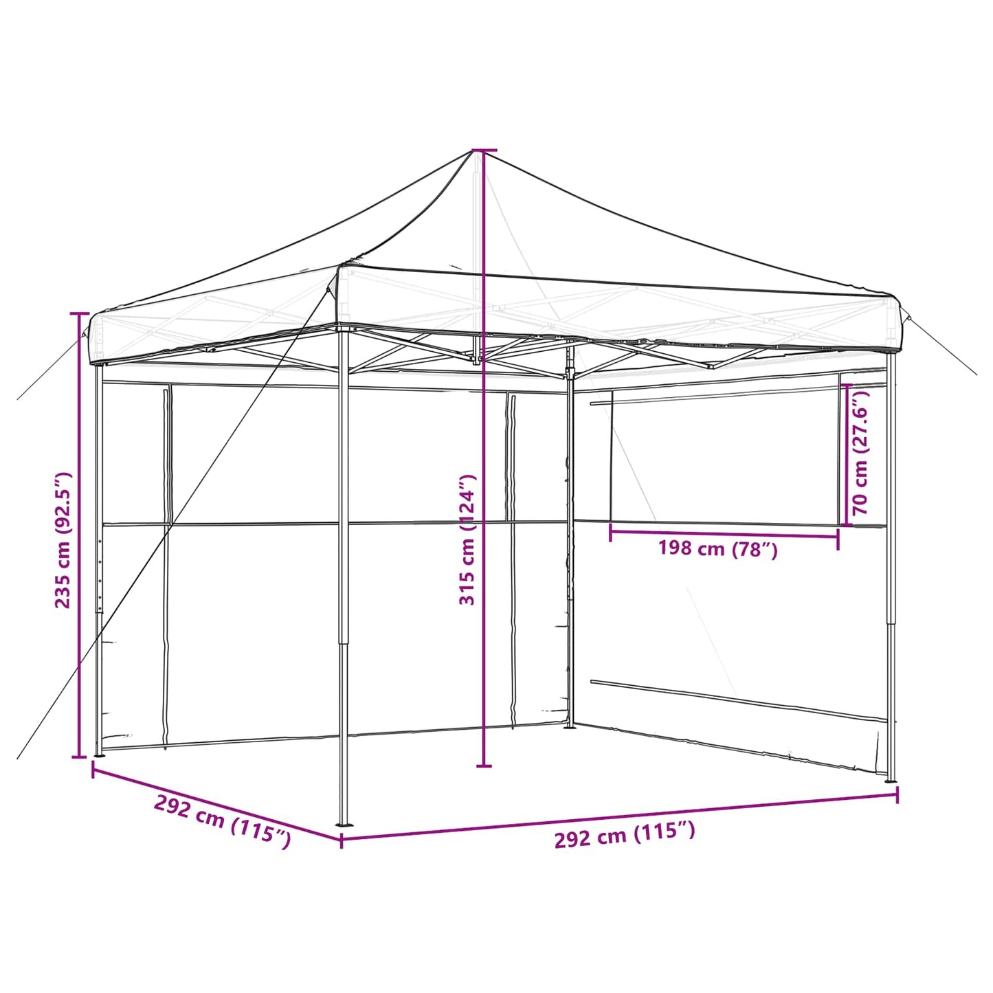 Party-Zelt Schwarz 292 x 292 x 315 cm Oxford-Stoff