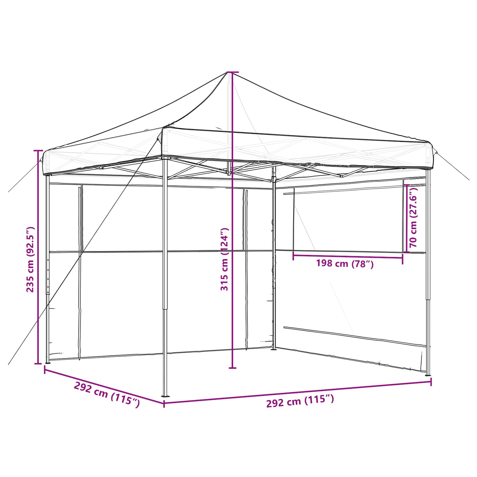 Party-Zelt Schwarz 292 x 292 x 315 cm Oxford-Stoff