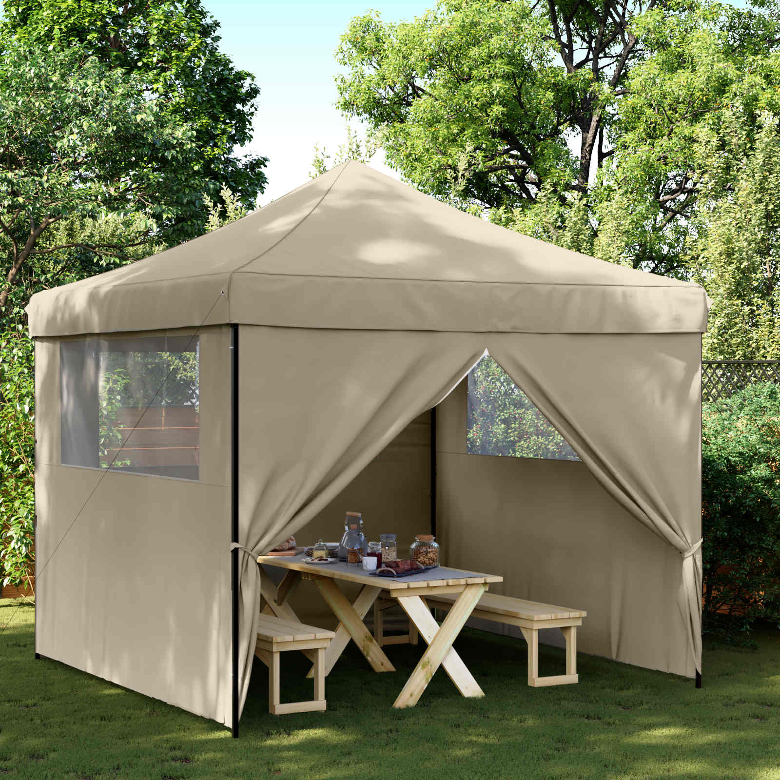Party-Zelt 292 x 292 x 315 cm Taupe Oxford-Stoff
