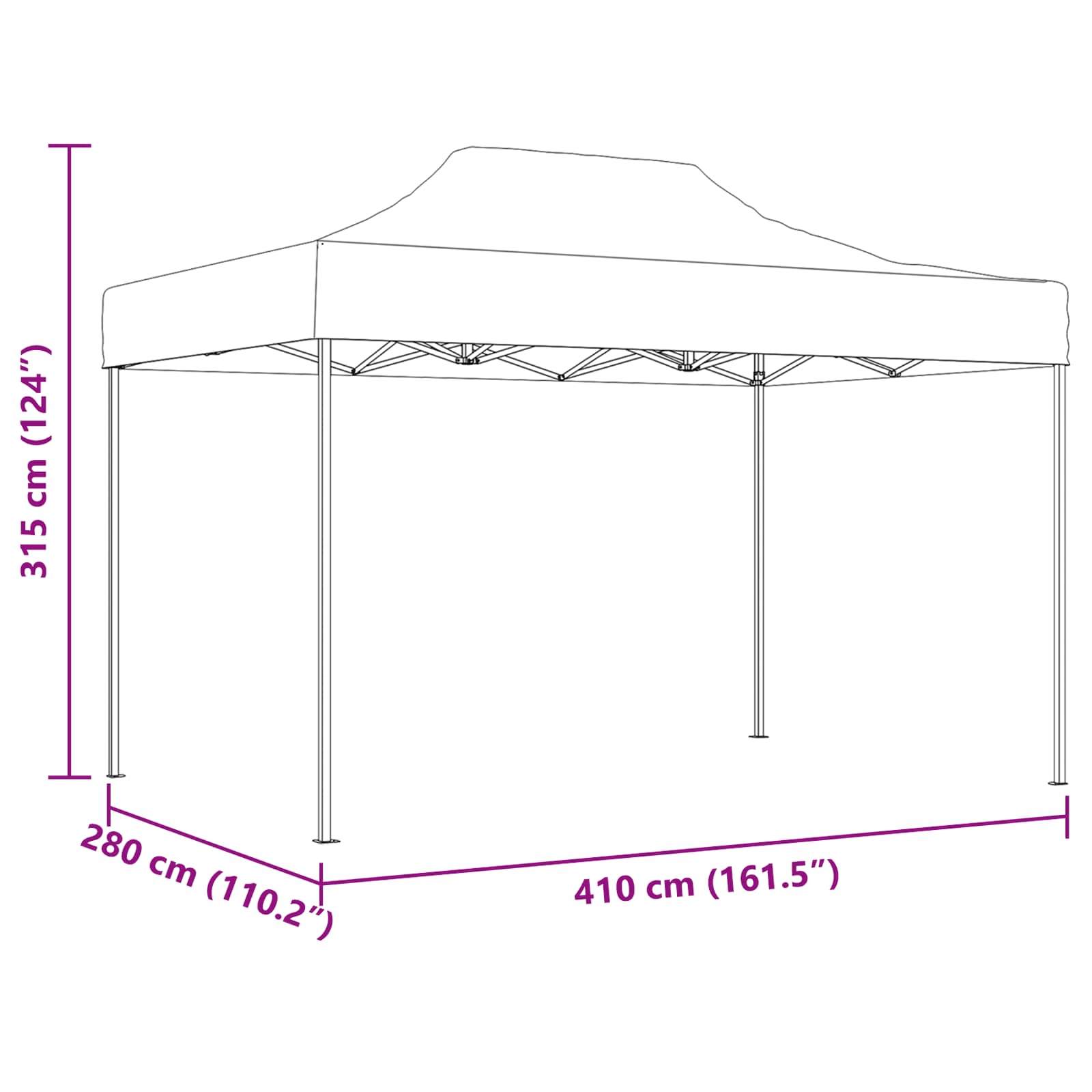 Party-Zelt 280 x 410 x 315 cm Anthrazit Oxford-Stoff