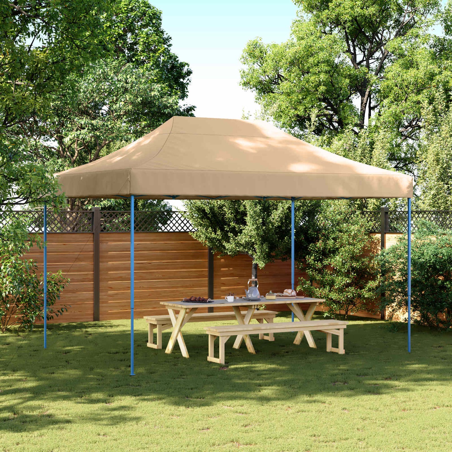 Party-Zelt 279 x 410 x 315 cm Beige Oxford-Stoff
