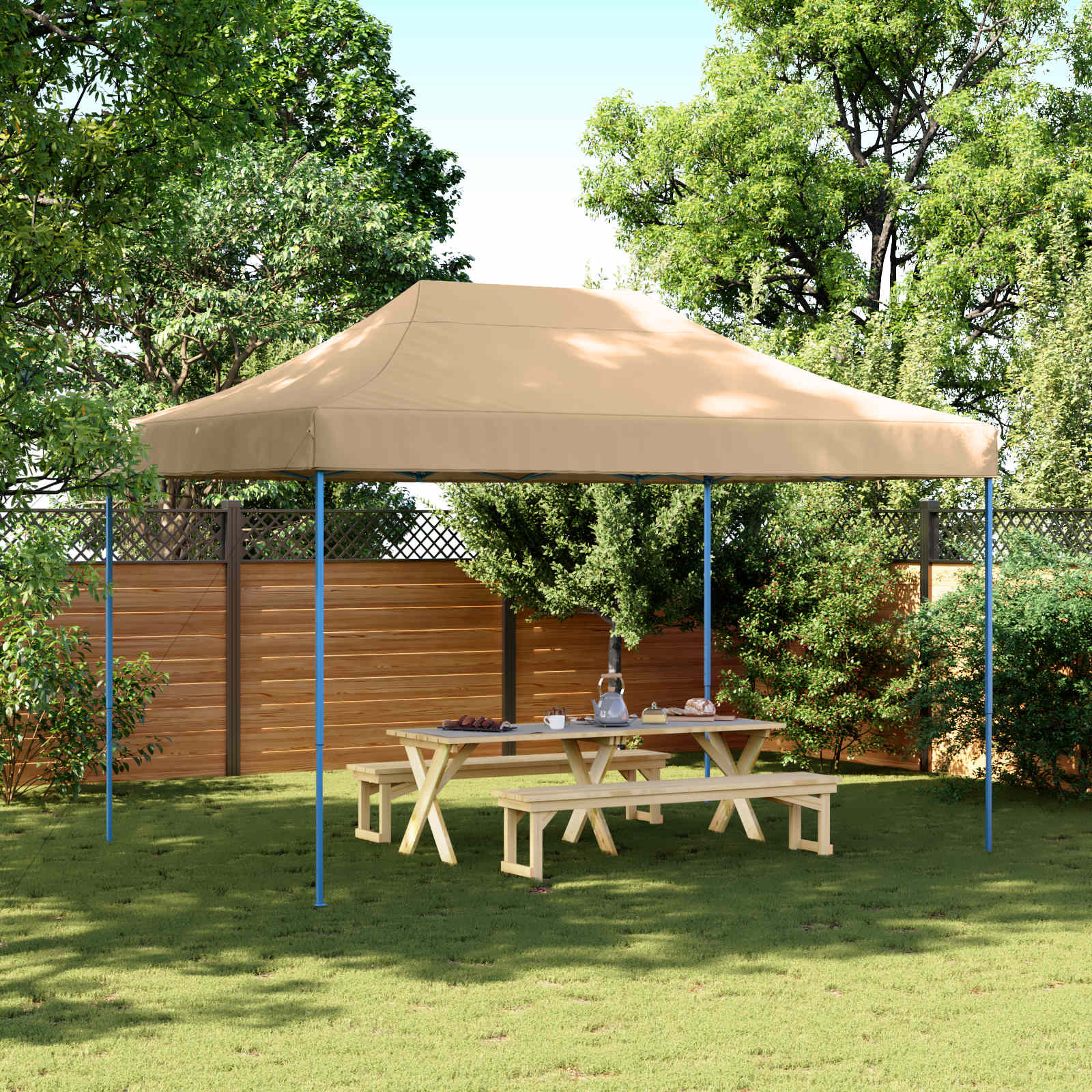 Party-Zelt 279 x 410 x 315 cm Beige Oxford-Stoff