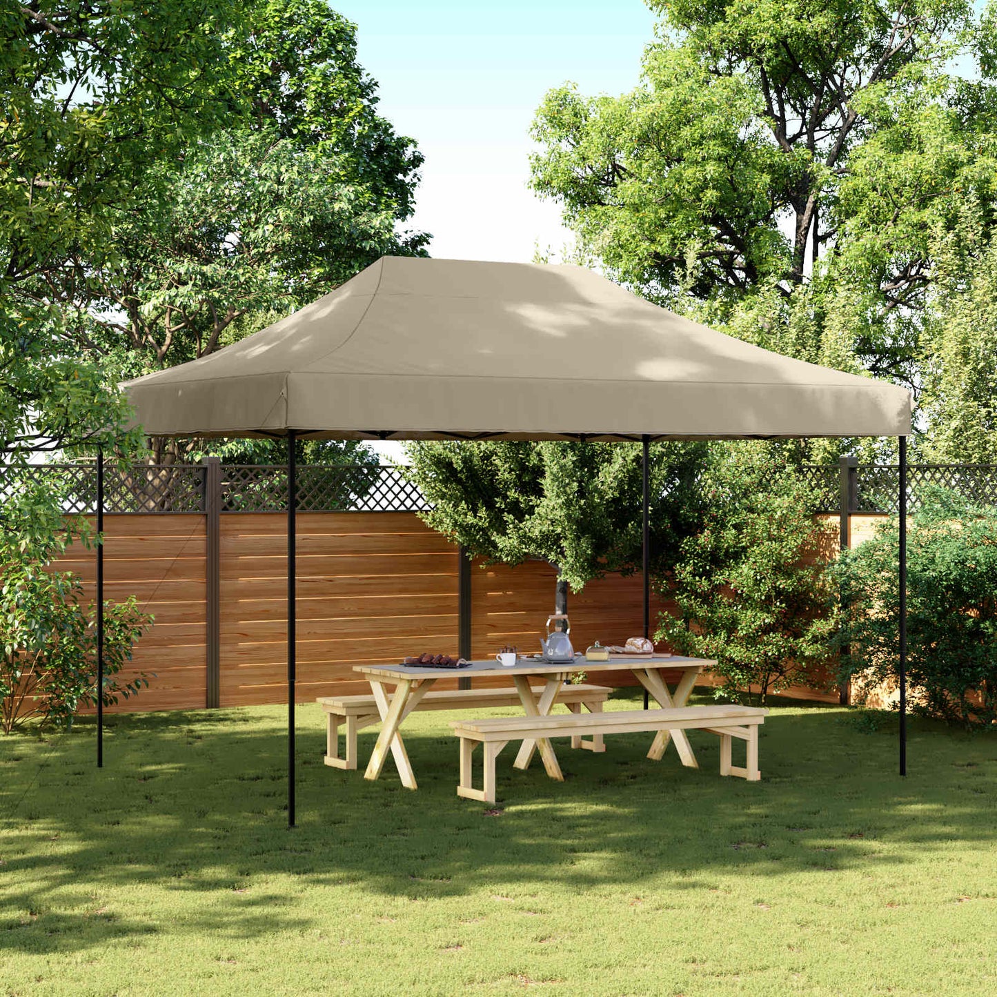Party-Zelt 279 x 410 x 315 cm Taupe Oxford-Stoff