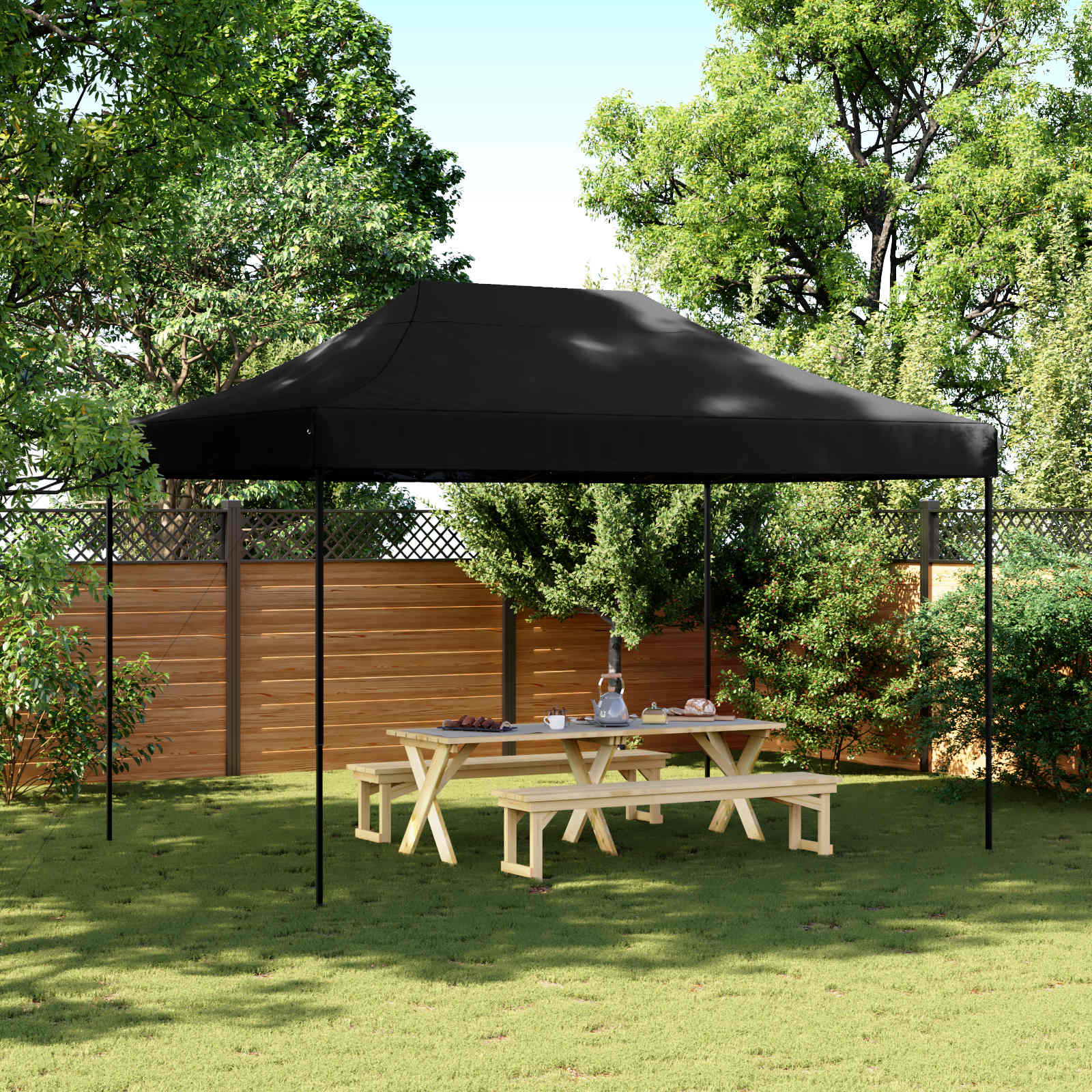 Party-Zelt 279 x 410 x 315 cm Schwarz Oxford-Stoff