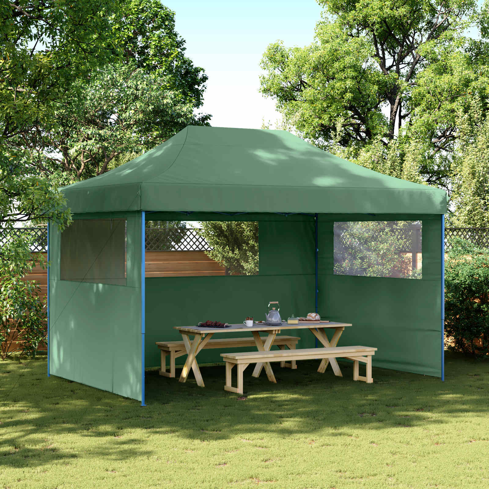 Party-Zelt 279 x 410 x 315 cm Grün Oxford-Stoff