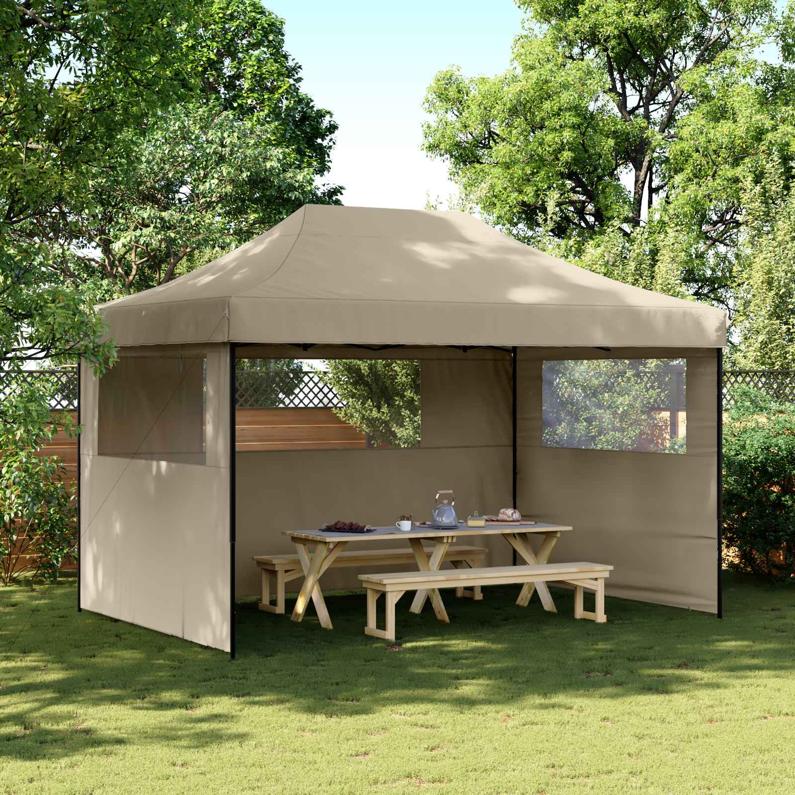 Party-Zelt 279 x 410 x 315 cm Taupe Oxford-Stoff