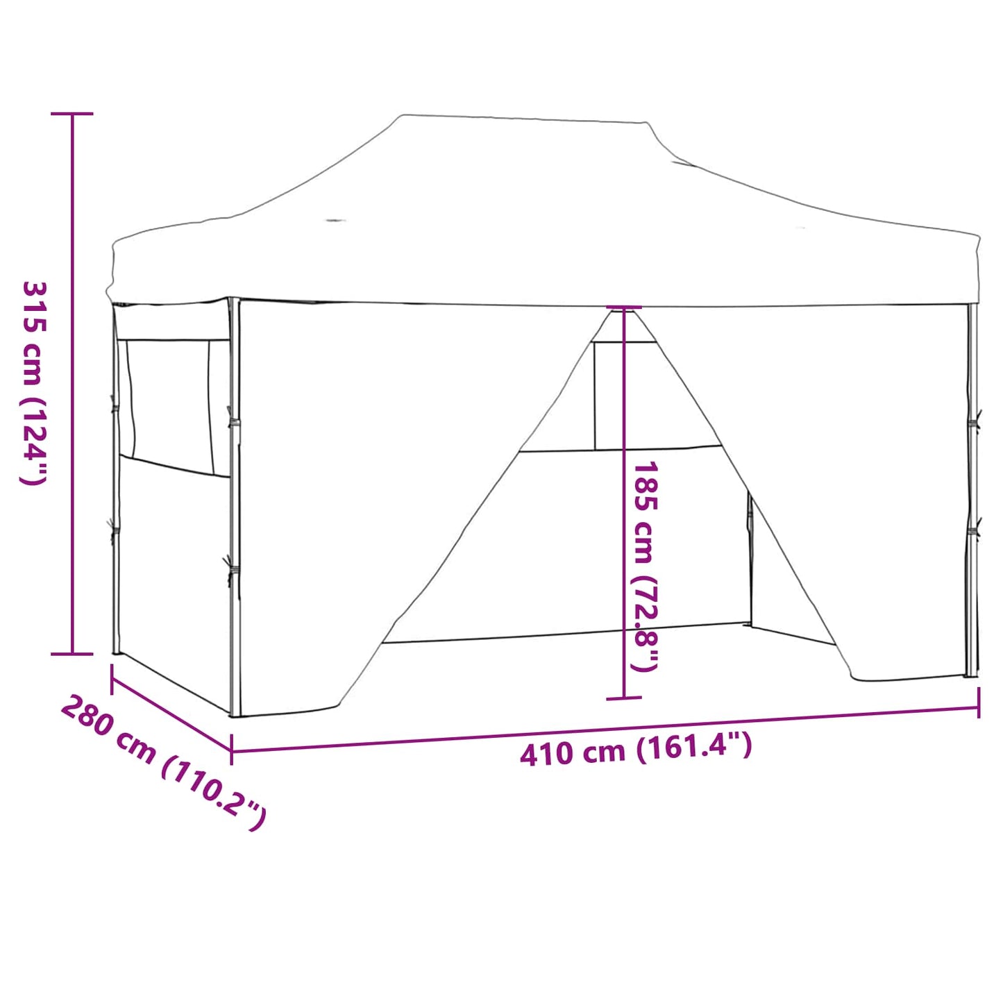 Party-Zelt 280 x 410 x 315 cm Anthrazit Oxford-Stoff