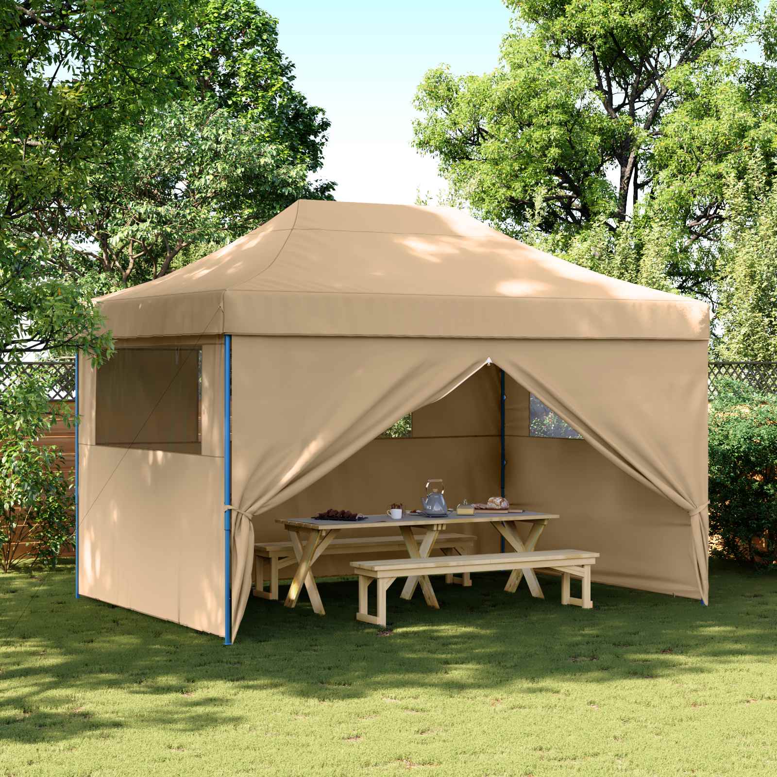 Party-Zelt 279 x 410 x 315 cm Beige Oxford-Stoff