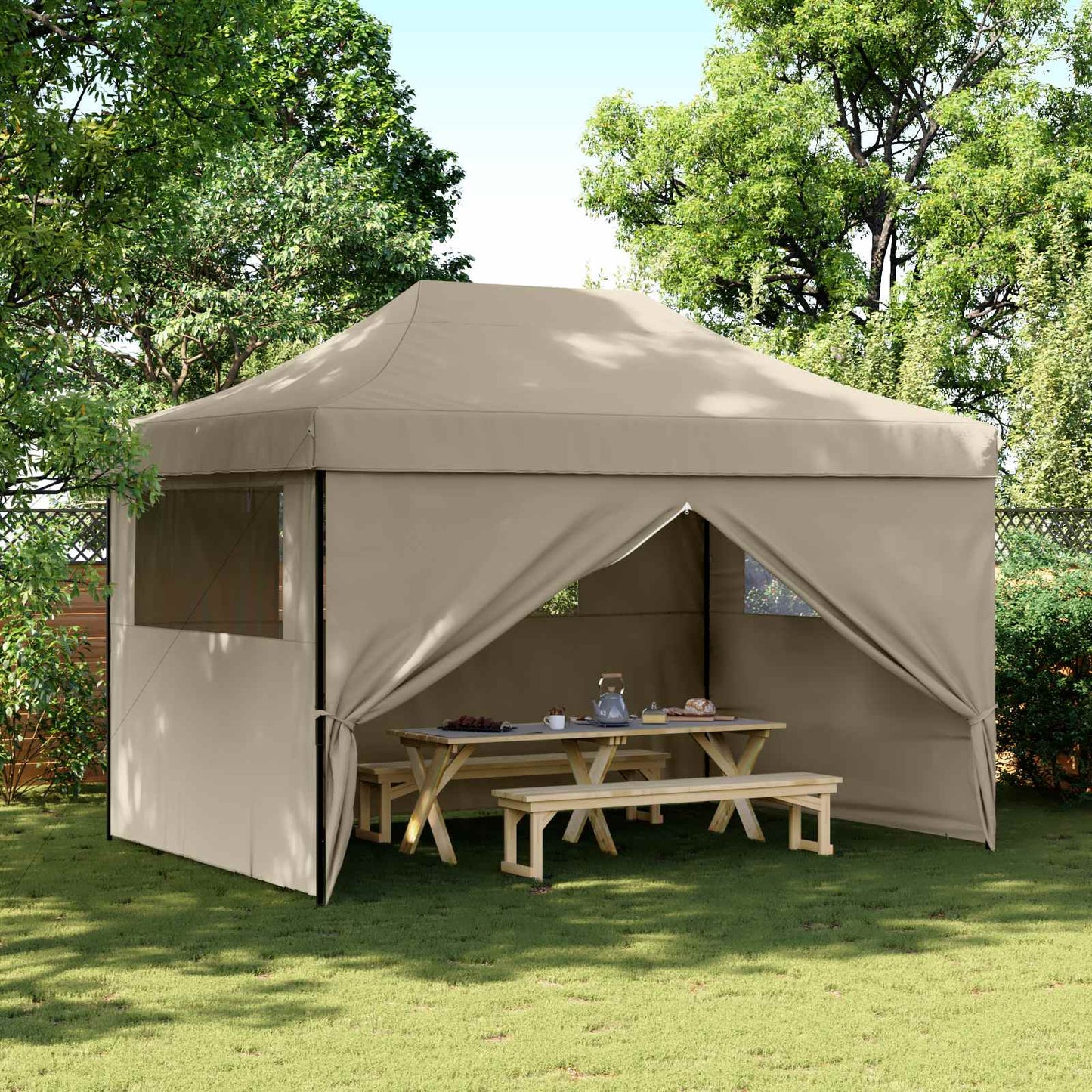 Party-Zelt 279 x 410 x 315 cm Taupe Oxford-Stoff