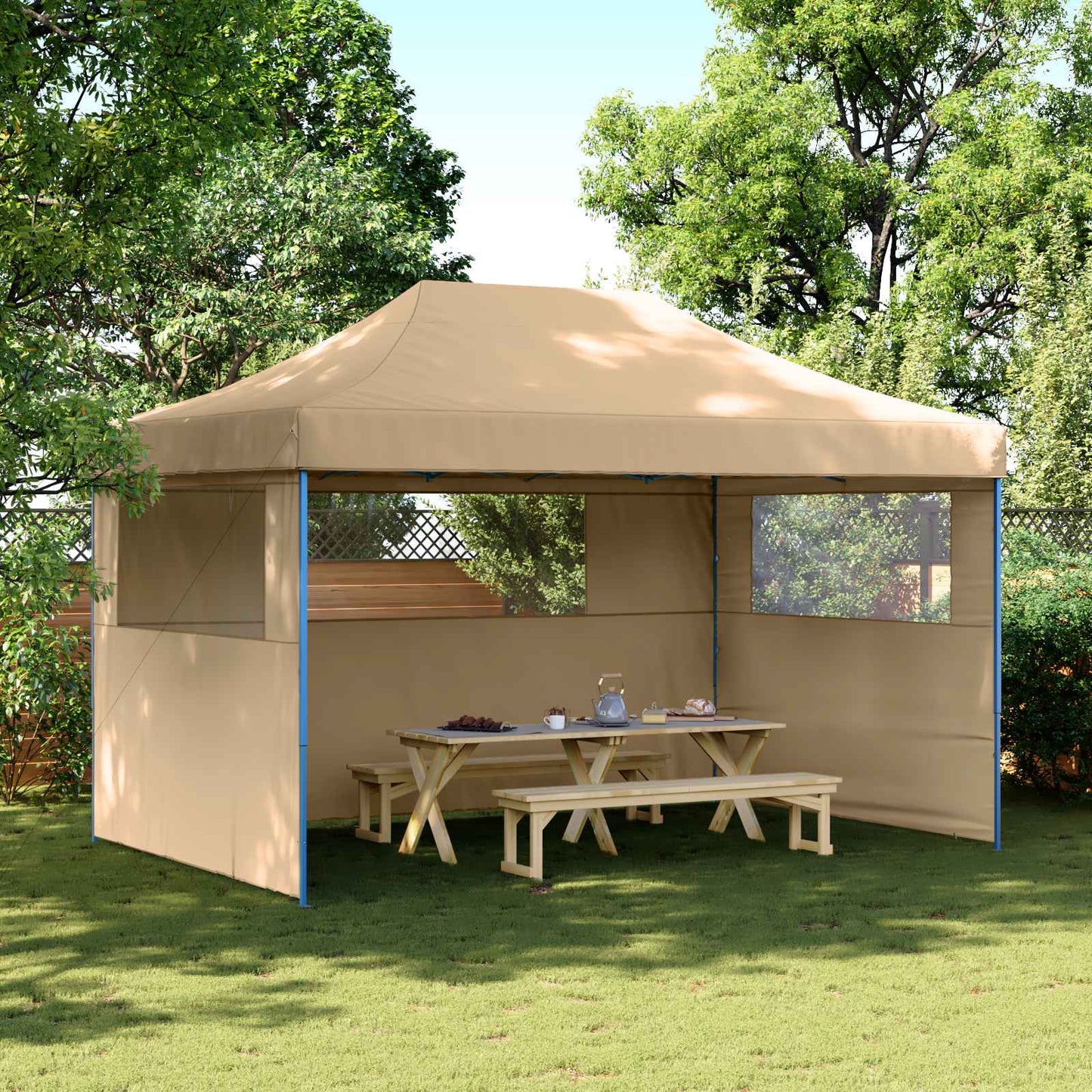 Partyzelt 292 x 440 x 315 cm Beige Oxford-Stoff