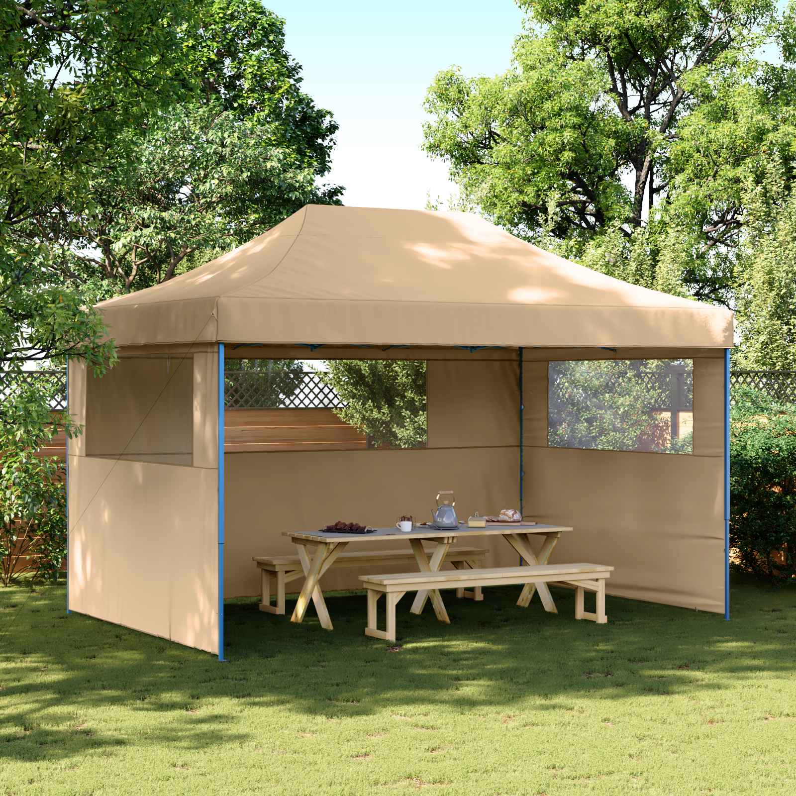 Partyzelt 292 x 440 x 315 cm Beige Oxford-Stoff