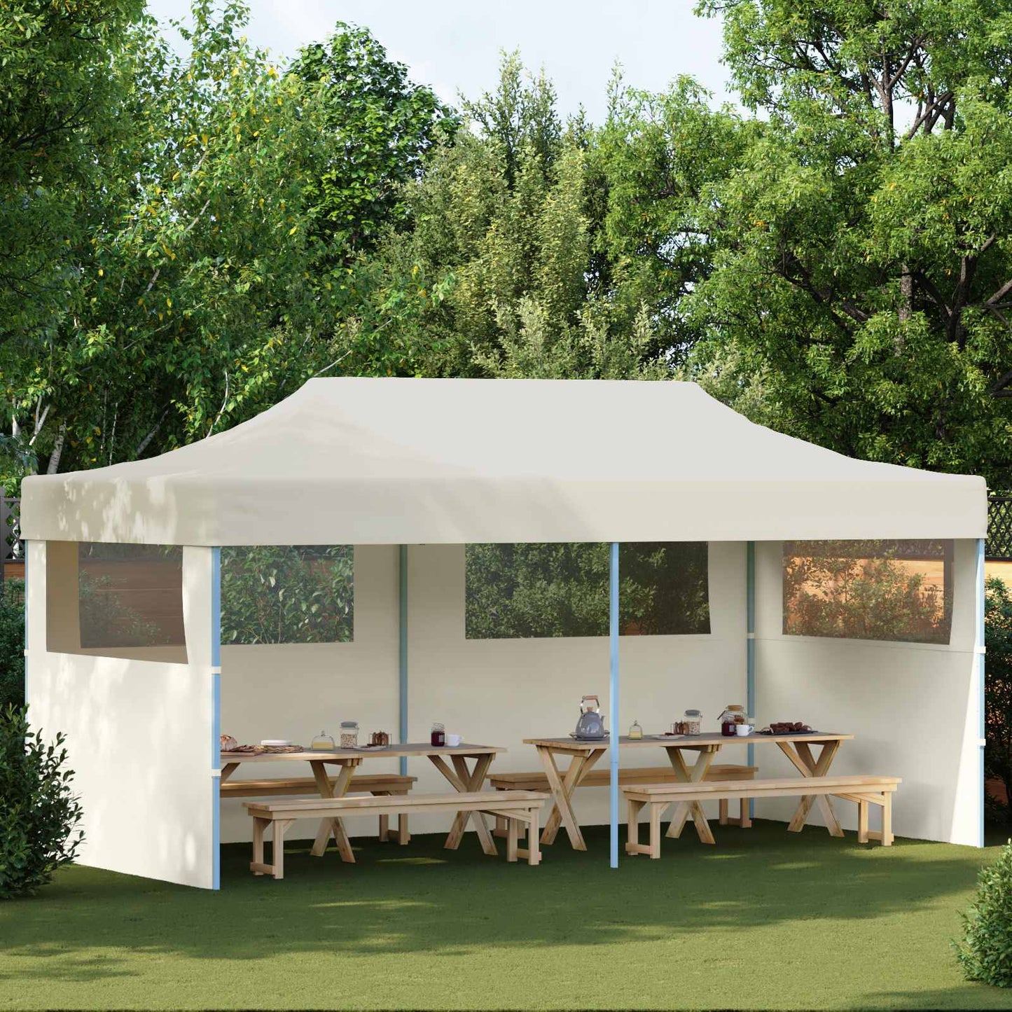 Partyzelt 291 x 580 x 315 cm Creme Oxford-Stoff