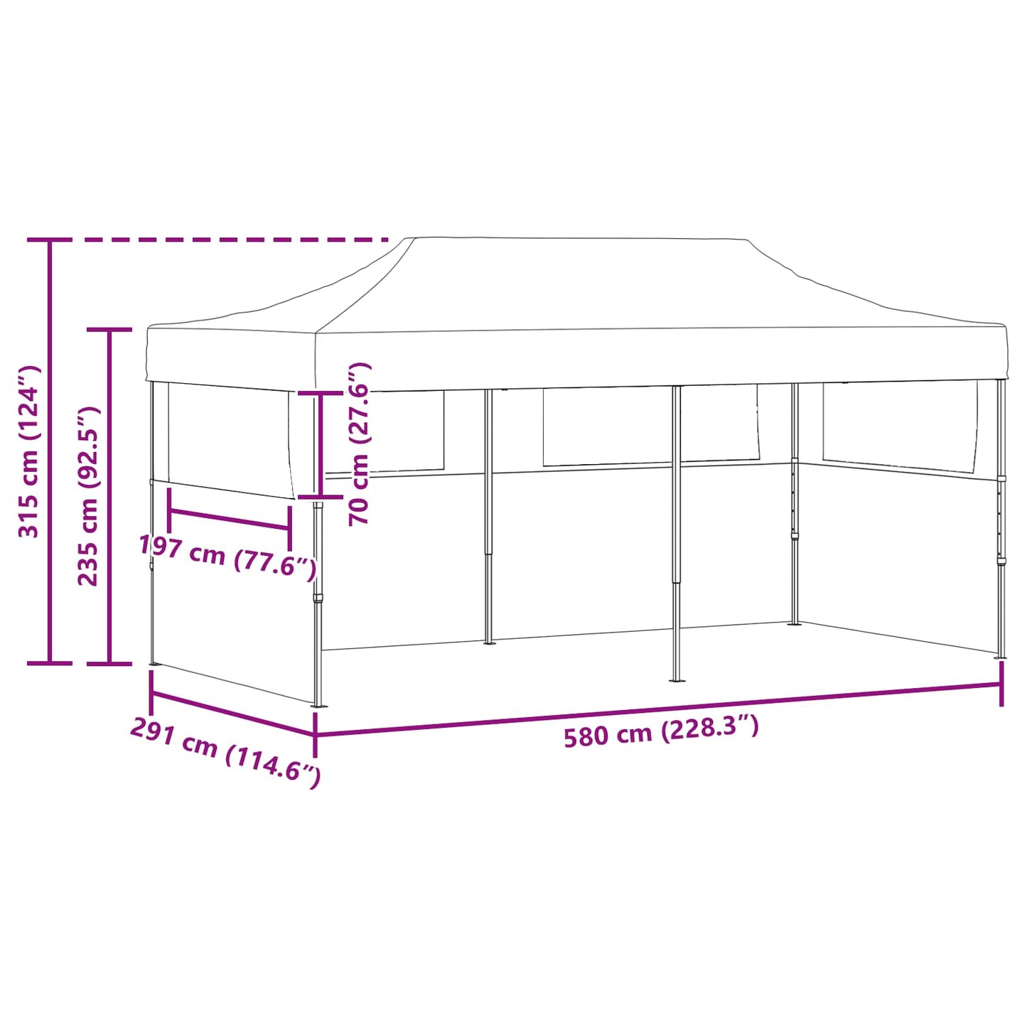 Partyzelt 291 x 580 x 315 cm Creme Oxford-Stoff