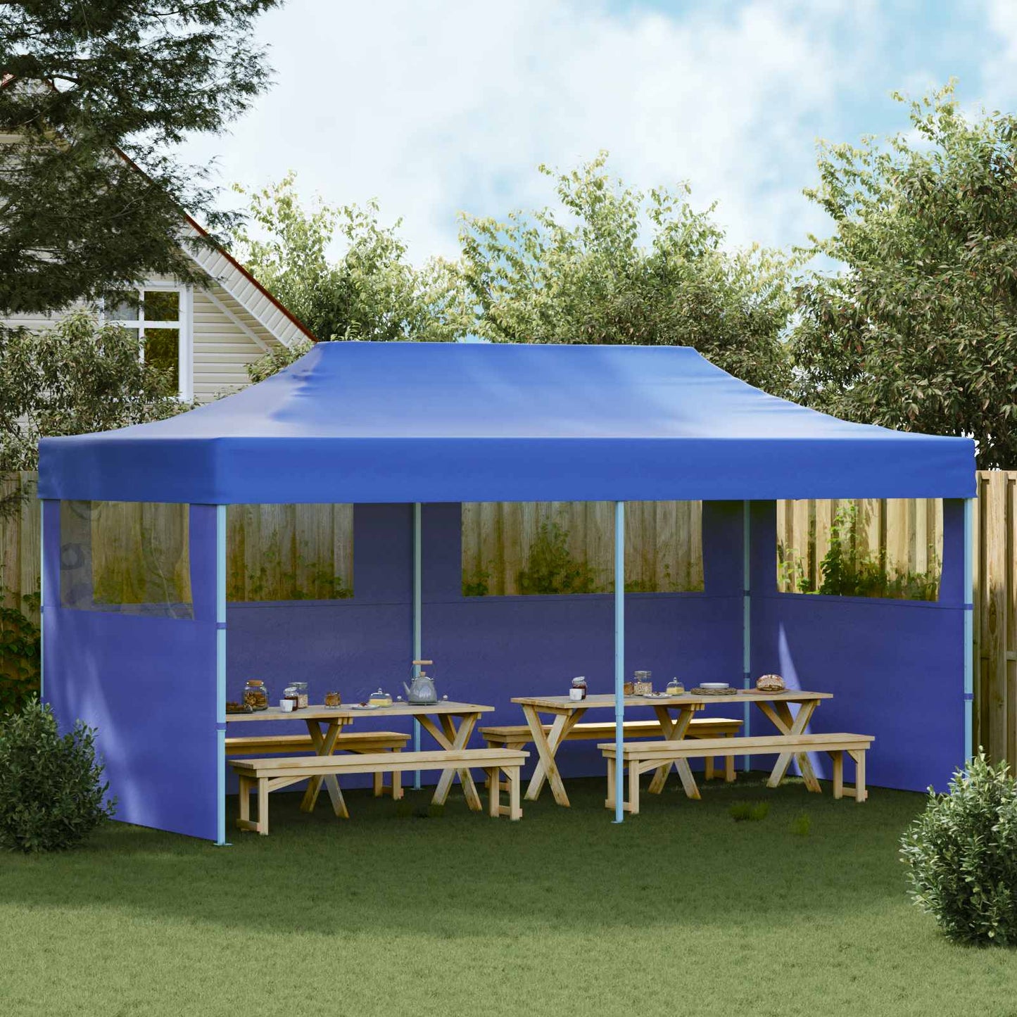 Partyzelt 291 x 580 x 315 cm Blau Oxford-Stoff