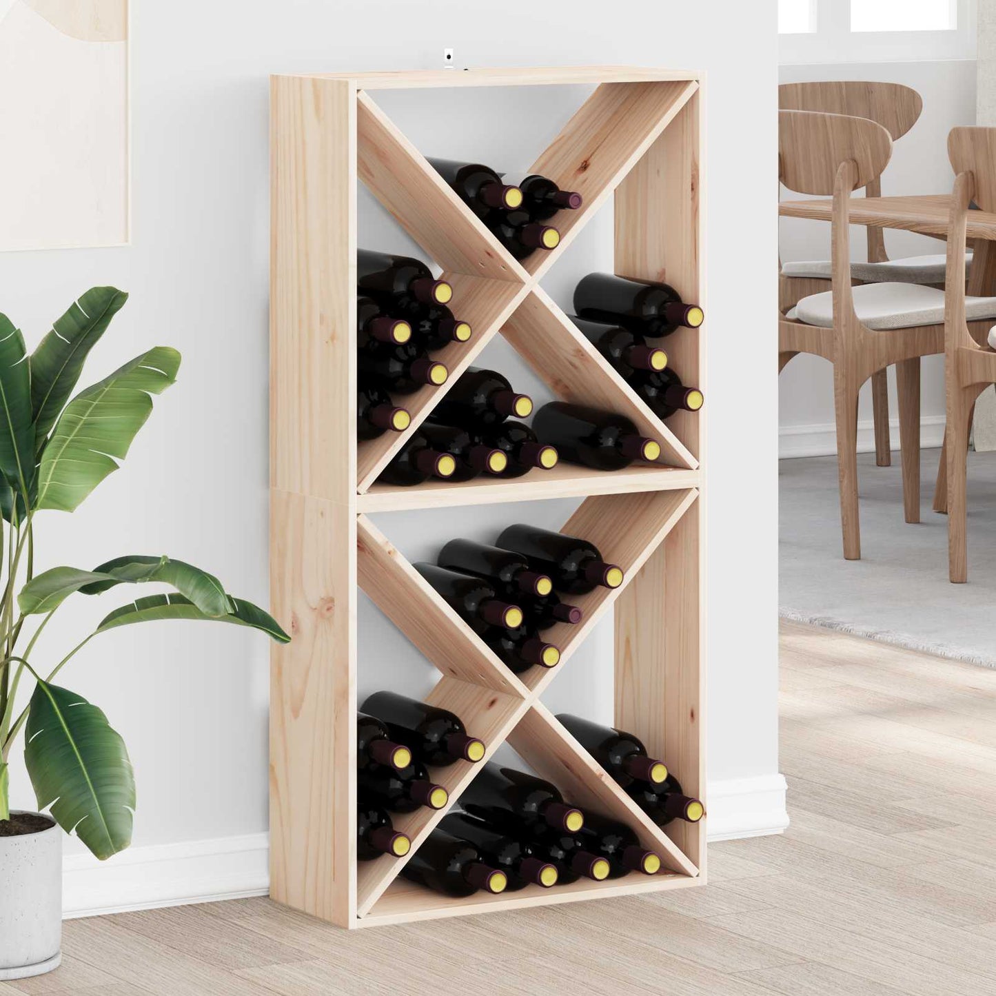 Weinregal 2 Stk. Natur 62 x 25 x 62 cm Massives Kiefernholz