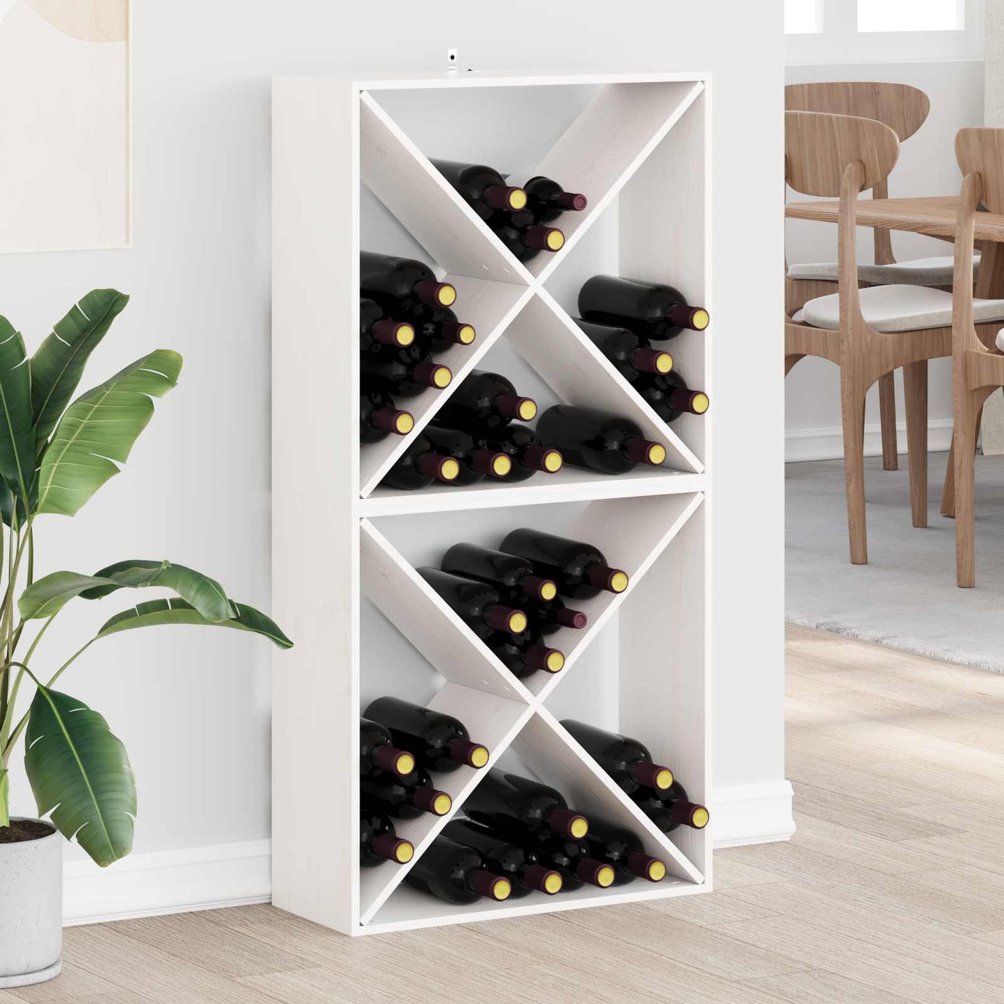 Weinregal 2 Stk. Weiß 62 x 25 x 62 cm Massives Kiefernholz