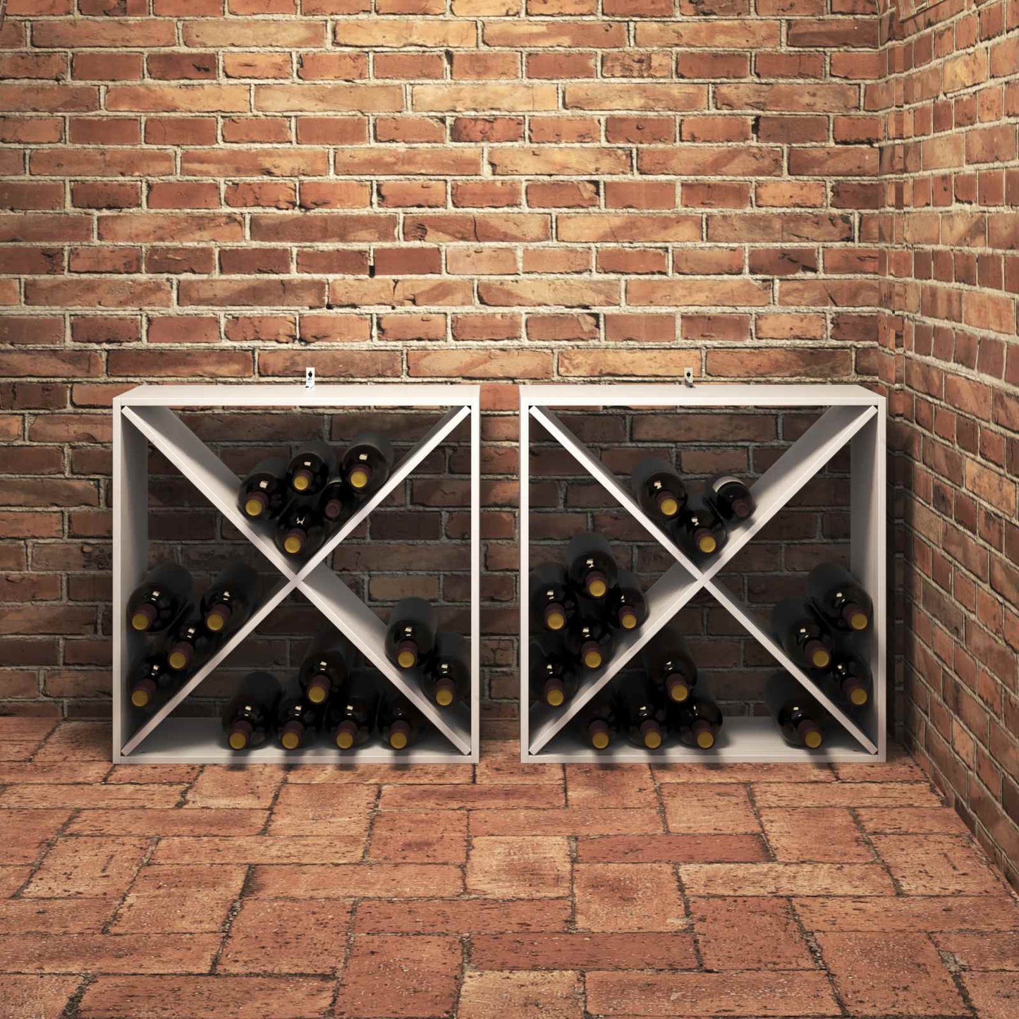 Weinregal 2 Stk. Weiß 62 x 25 x 62 cm Massives Kiefernholz