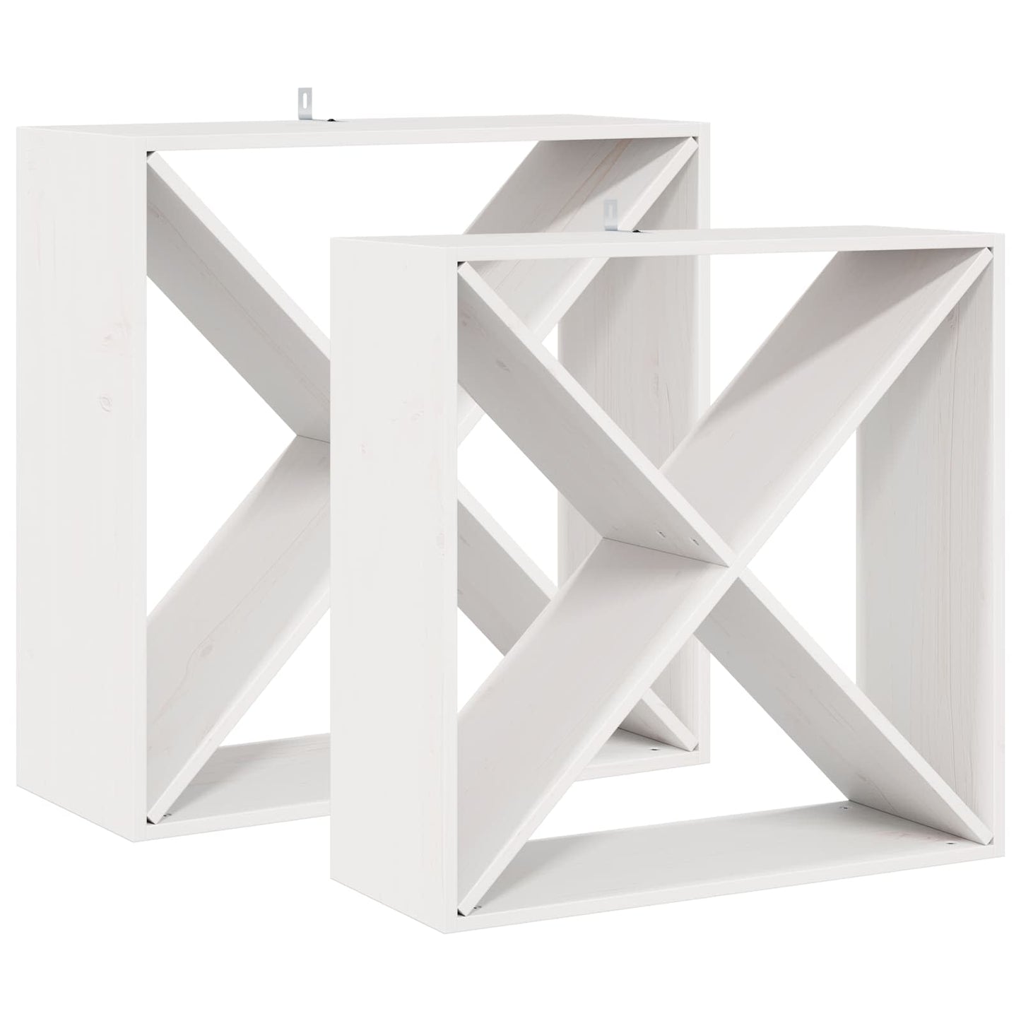Weinregal 2 Stk. Weiß 62 x 25 x 62 cm Massives Kiefernholz