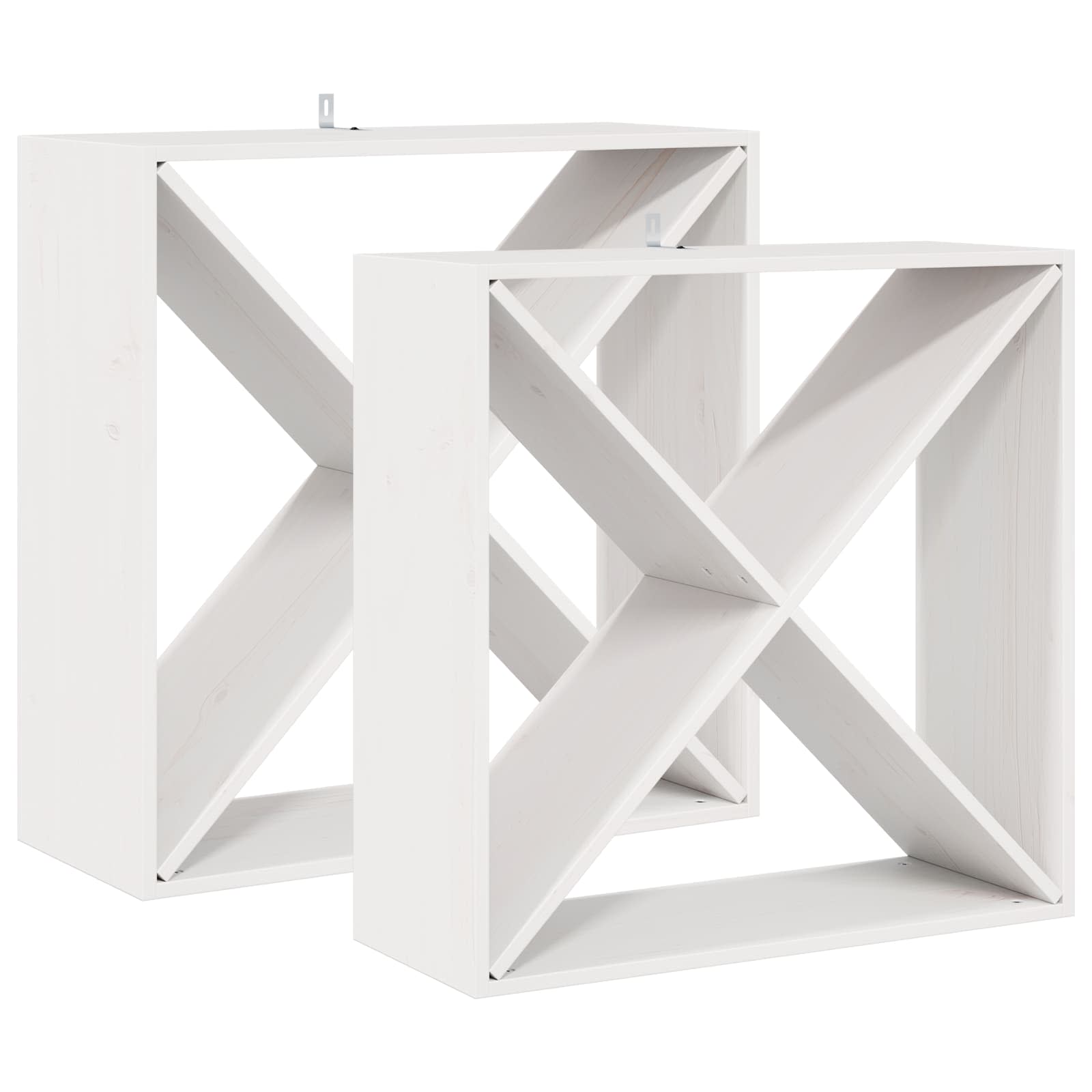 Weinregal 2 Stk. Weiß 62 x 25 x 62 cm Massives Kiefernholz