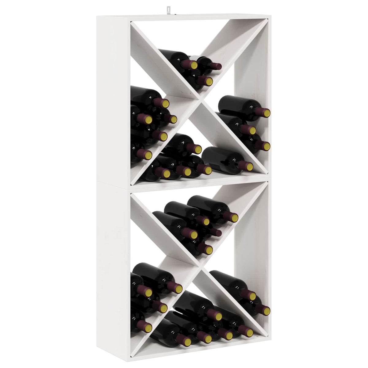 Weinregal 2 Stk. Weiß 62 x 25 x 62 cm Massives Kiefernholz