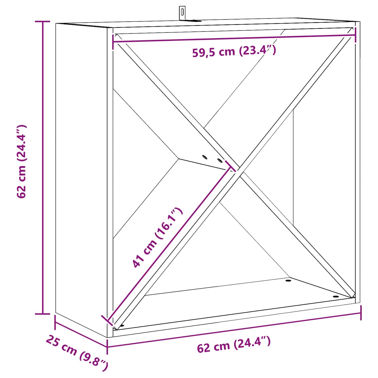 Weinregal 2 Stk. Weiß 62 x 25 x 62 cm Massives Kiefernholz