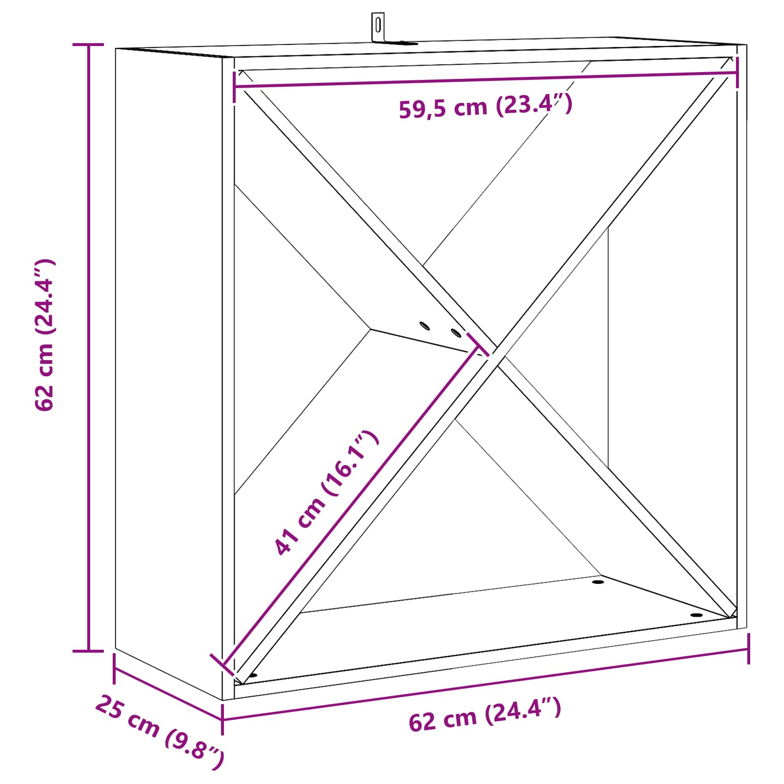 Weinregal 2 Stk. Weiß 62 x 25 x 62 cm Massives Kiefernholz