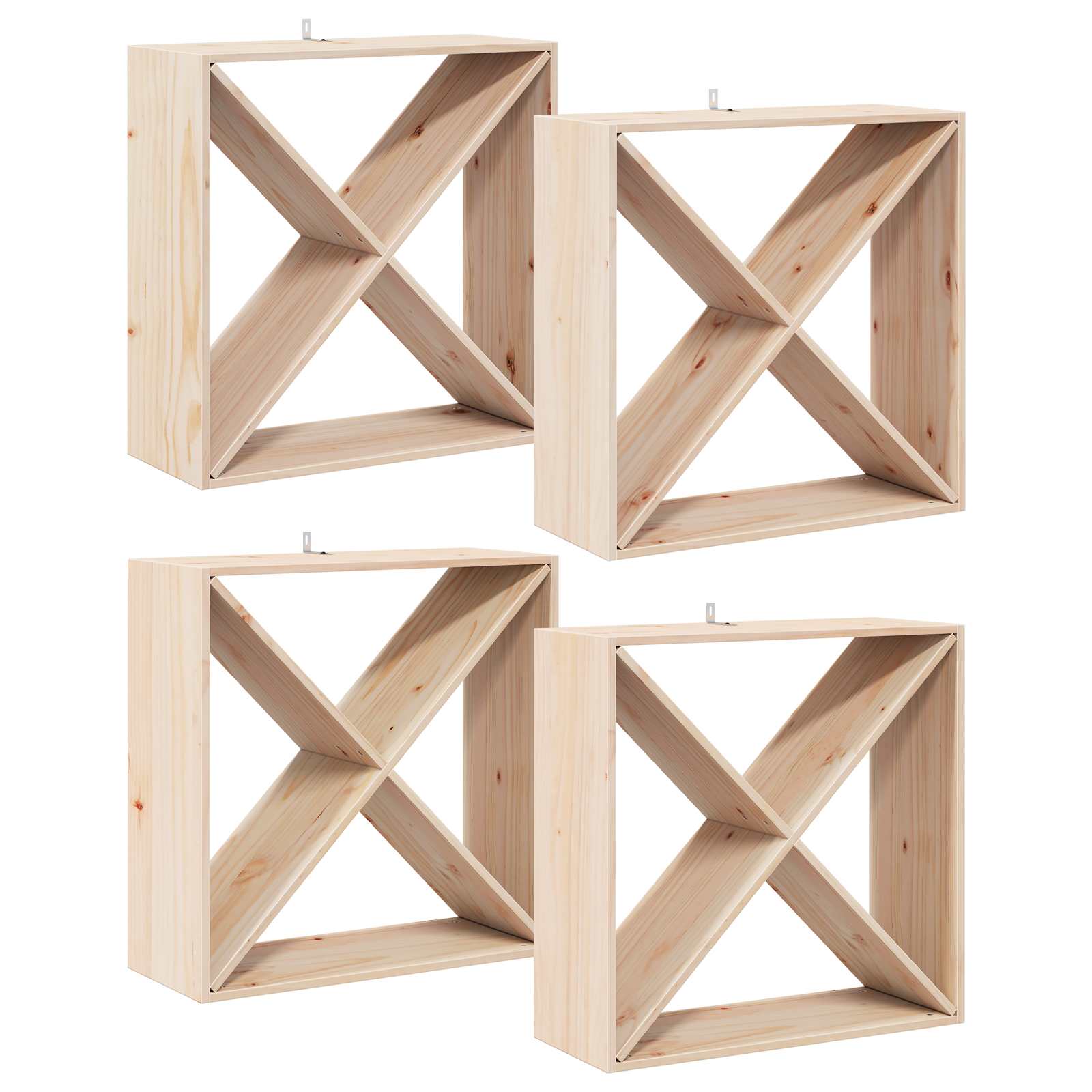 Weinregal 4 Stk. Natur 62 x 25 x 62 cm Massives Kiefernholz