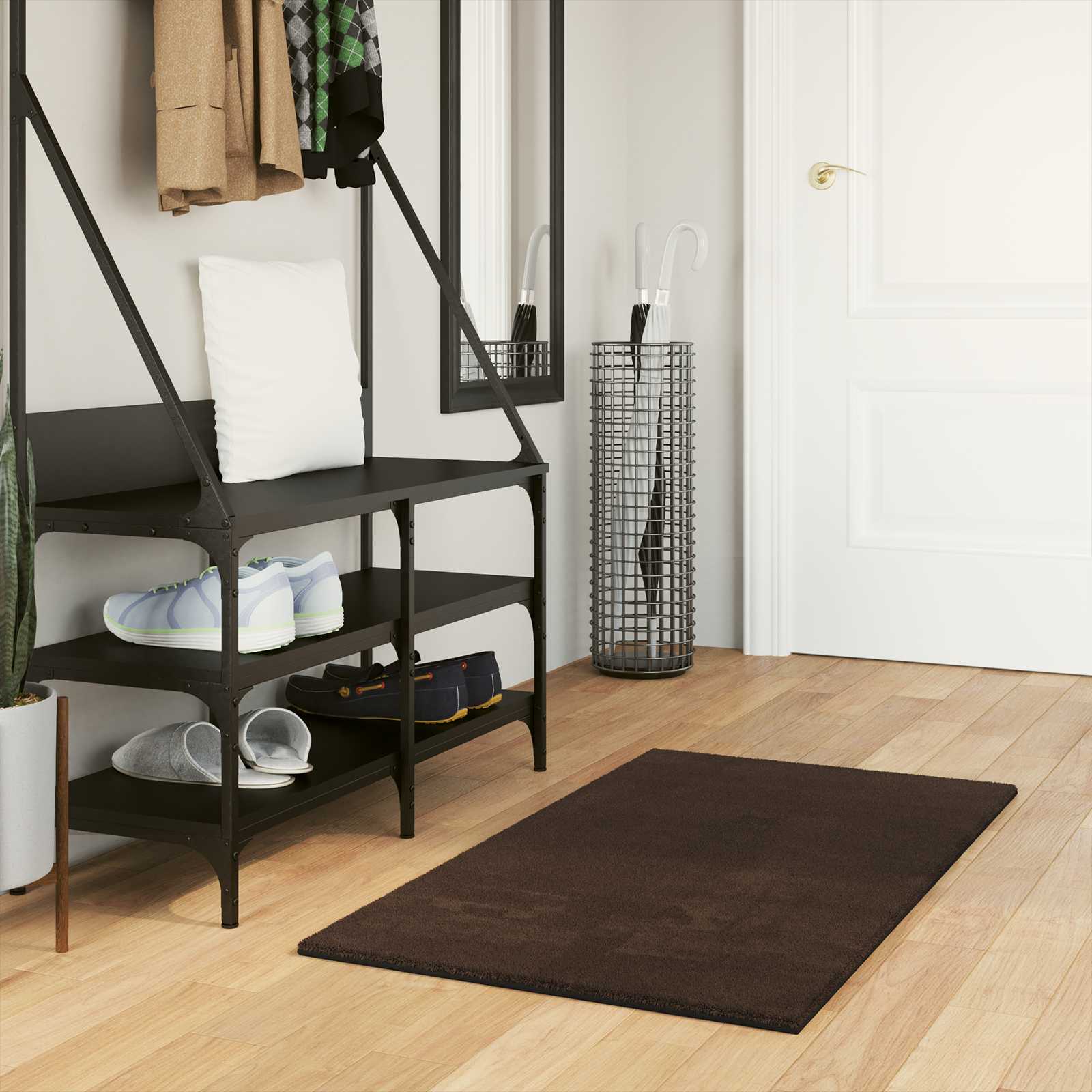 Mittlerer Flor weicher und waschbarer Teppich HUARTE Braun