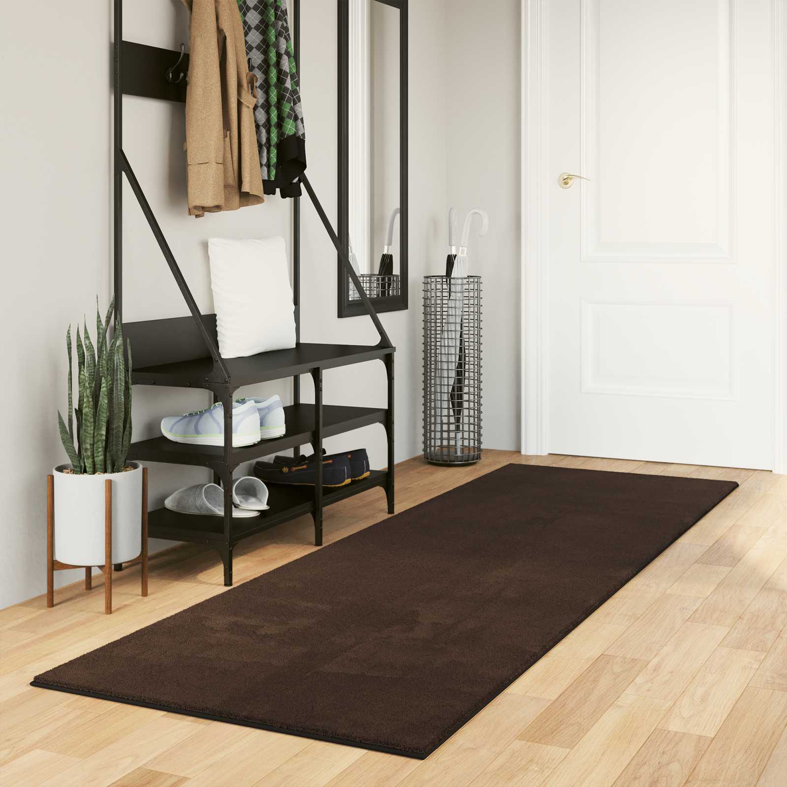 Mittlerer Flor weicher und waschbarer Teppich HUARTE Braun
