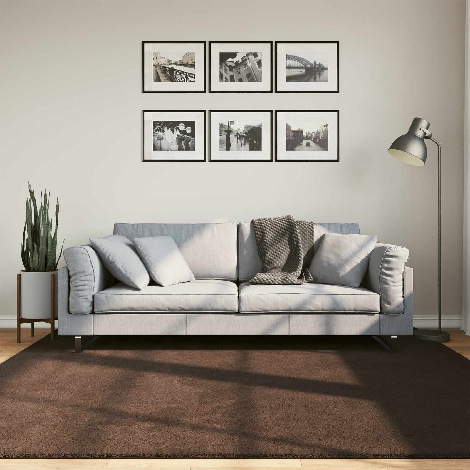 Mittlerer Flor weicher und waschbarer Teppich HUARTE Braun