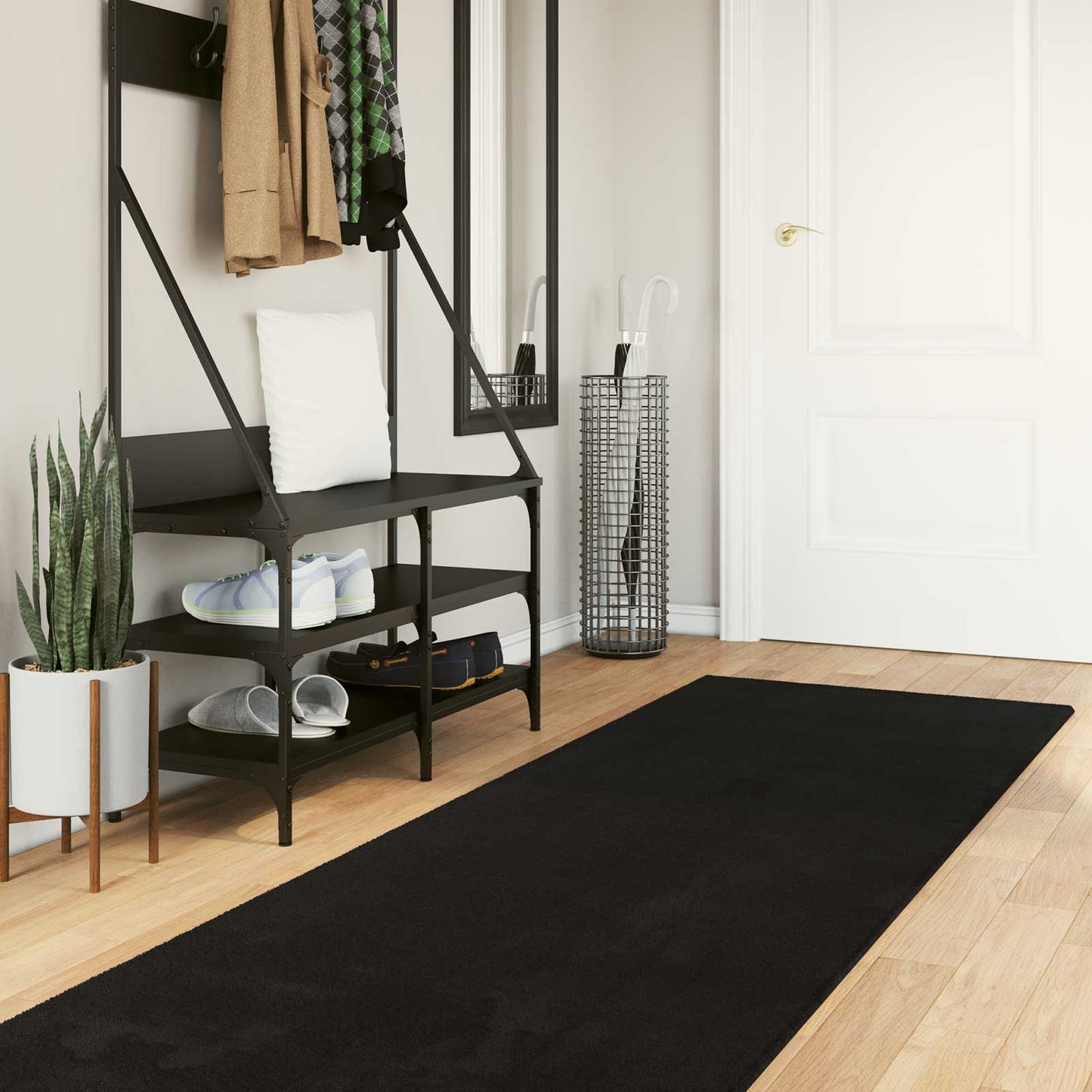 Mittlerer Flor weicher und waschbarer Teppich HUARTE Schwarz