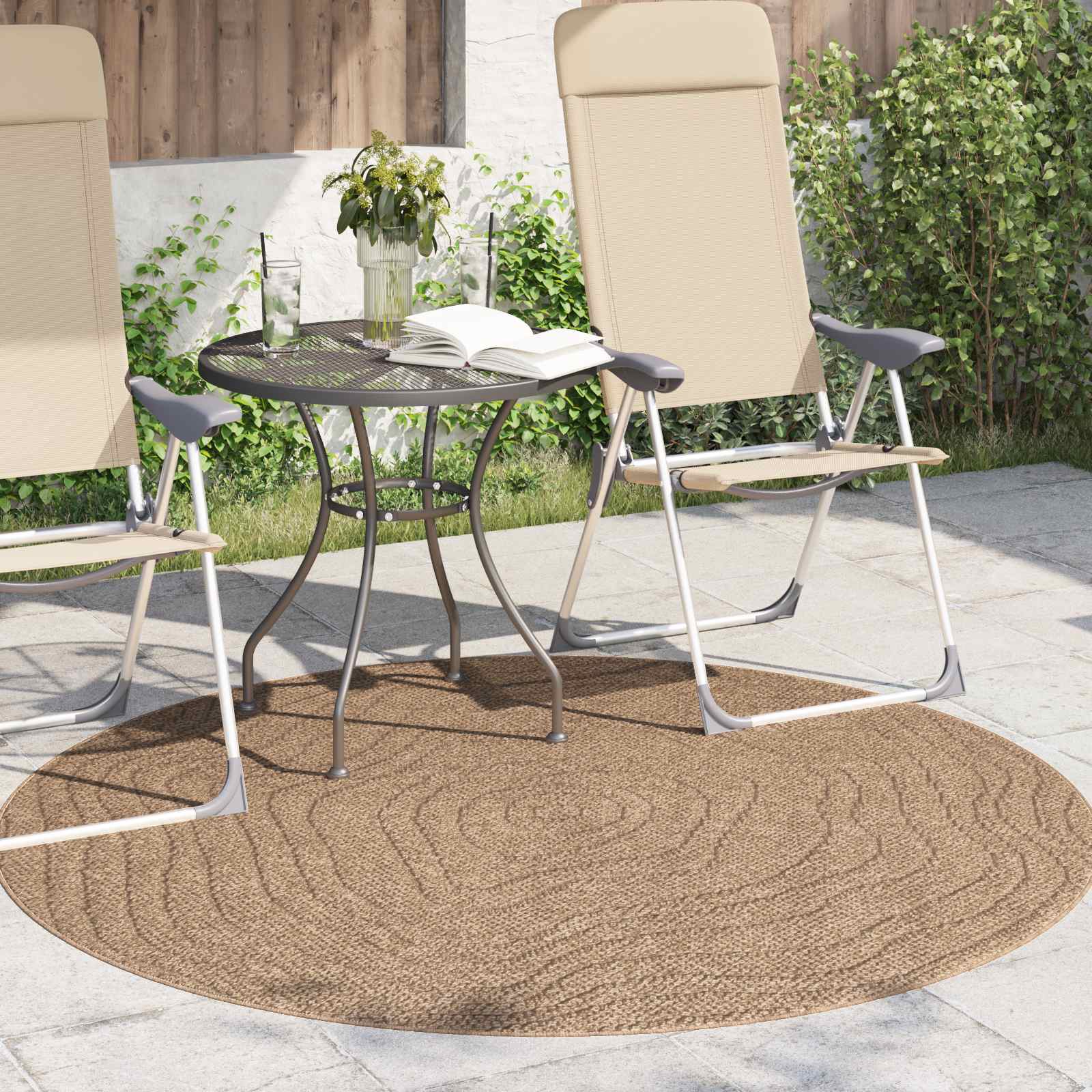 Innen- und Außenteppich AGIRA Natur Ø 120 CM Polyester