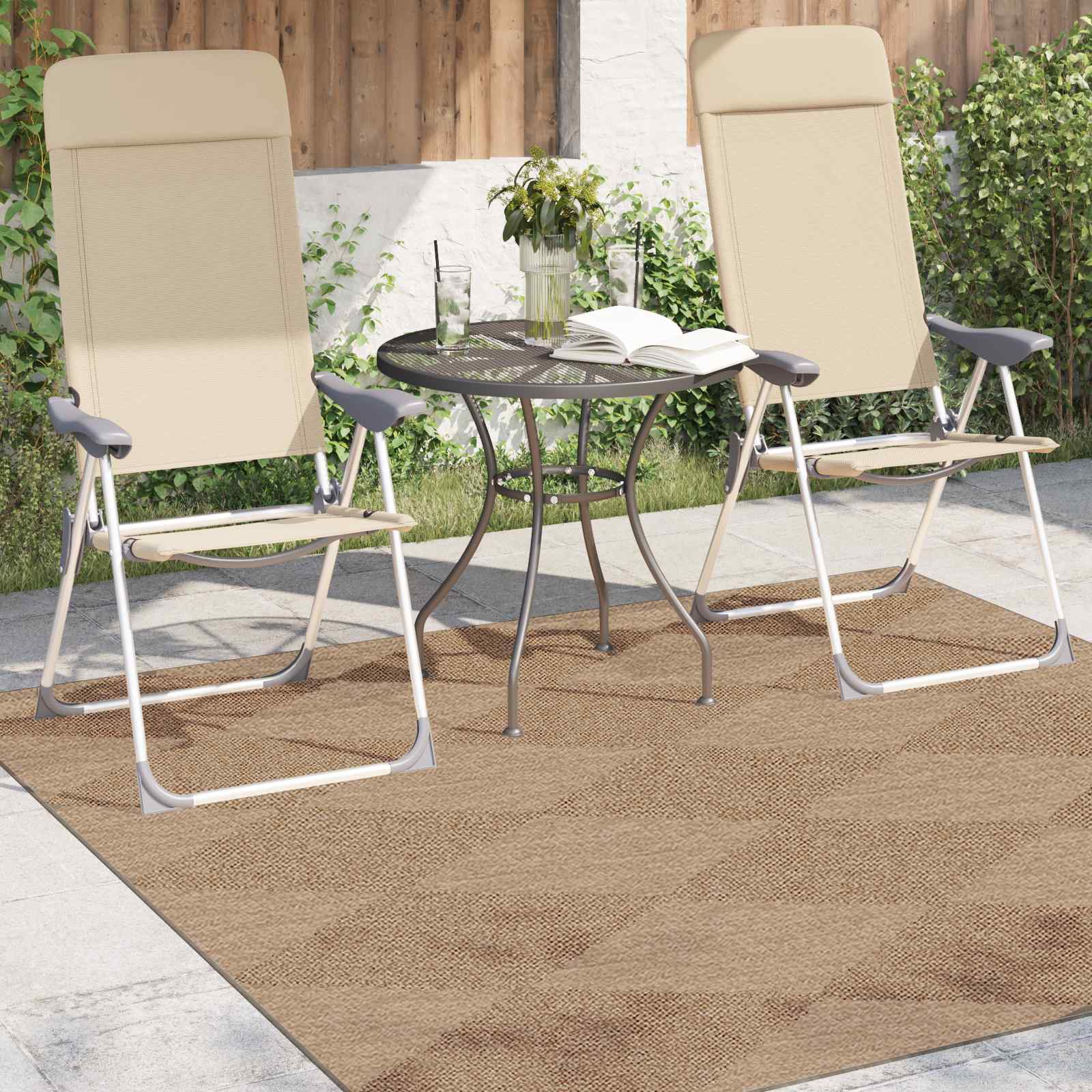 Innen- und Außenteppich AGIRA Natur 120 x 120 cm Polyester