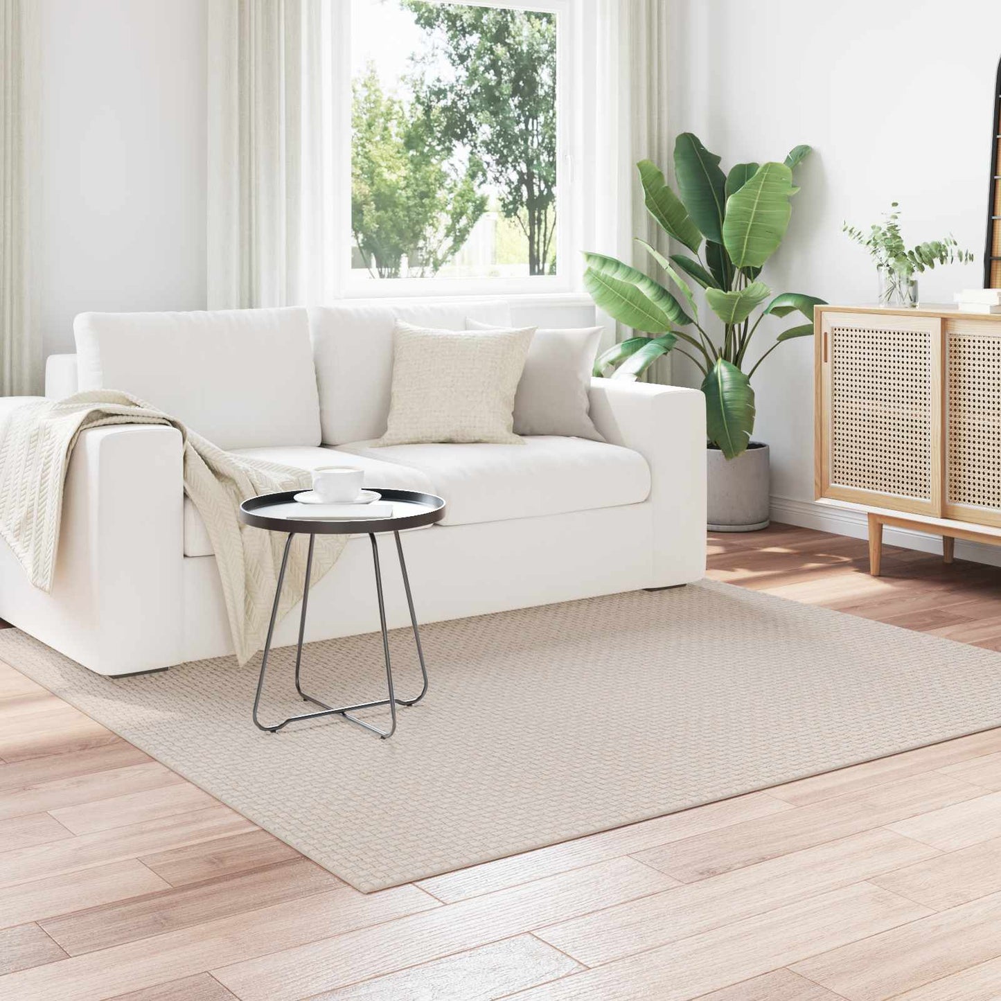 Bereichsteppiche Quadratisch FARO Creme 200 x 200 cm Polyester