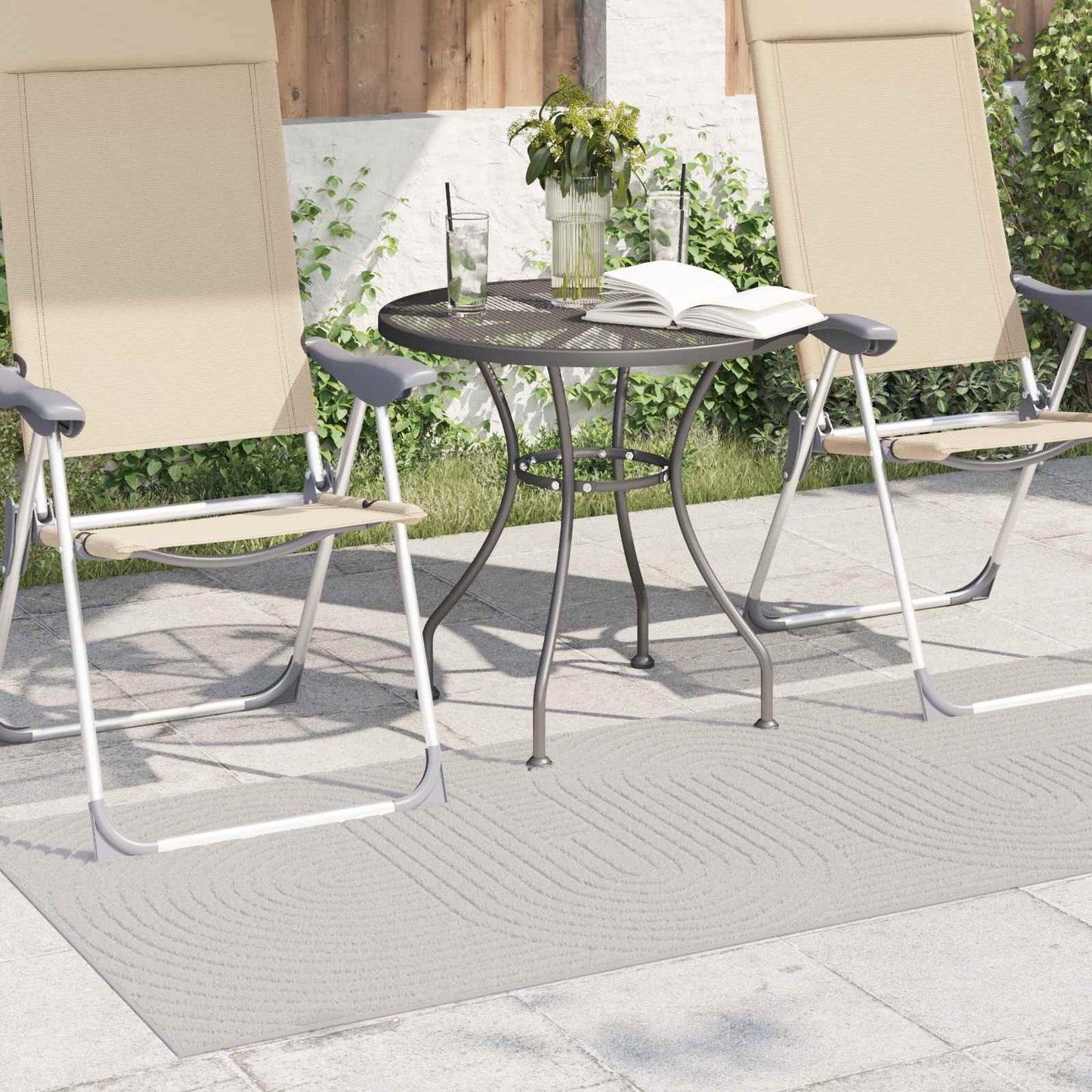 Innen- und Außenteppich PALMERAS Creme 200 x 80 cm Polyester