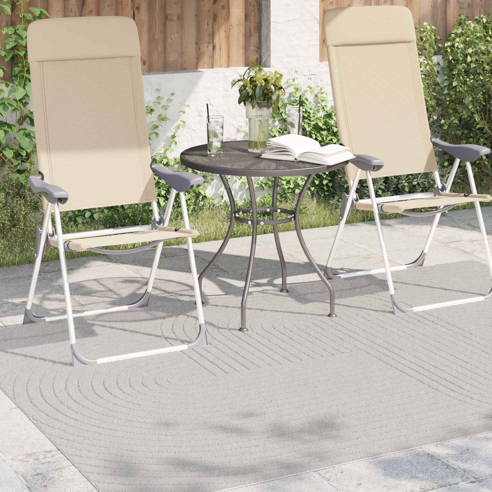 Innen- und Außenteppich PALMERAS Creme 170 x 120 cm Polyester